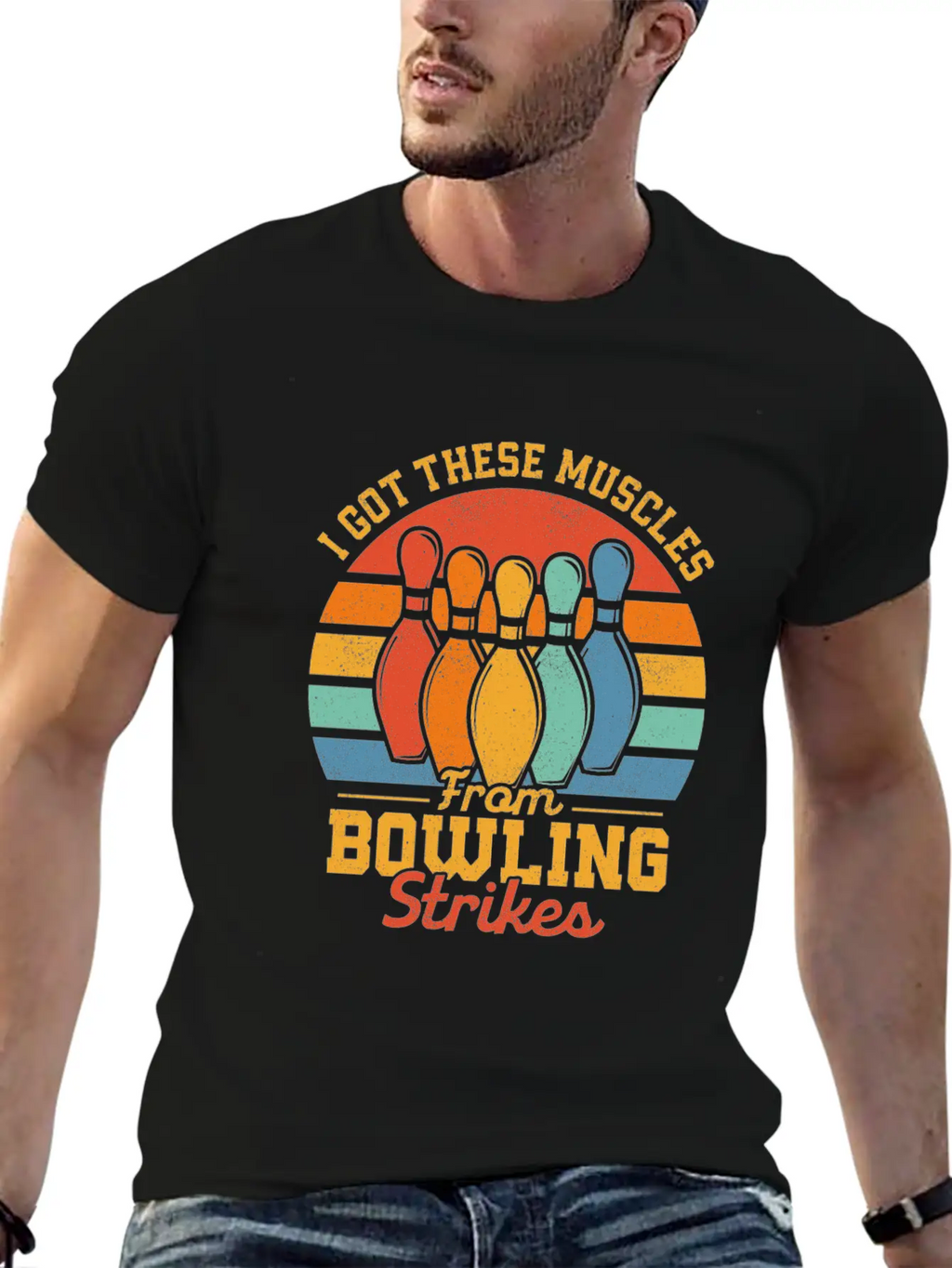 I Got These Muscles From Bowling Strikes Team Play Timeless Short Sleeve Tee – Comfy And Minimalist Design