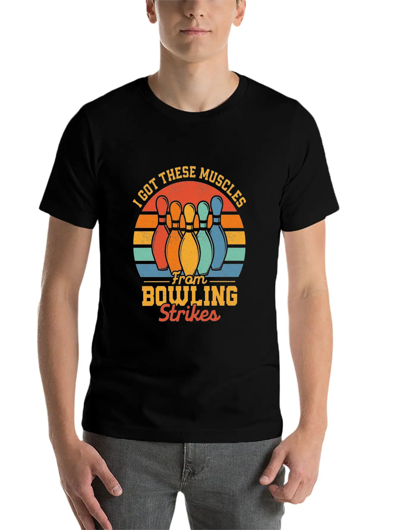 I Got These Muscles From Bowling Strikes Team Play Timeless Short Sleeve Tee – Comfy And Minimalist Design