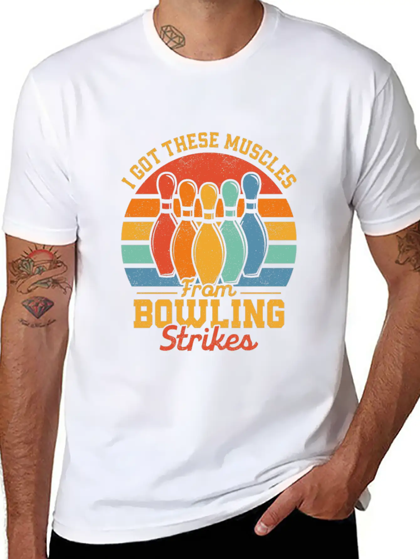 I Got These Muscles From Bowling Strikes Team Play Timeless Short Sleeve Tee – Comfy And Minimalist Design