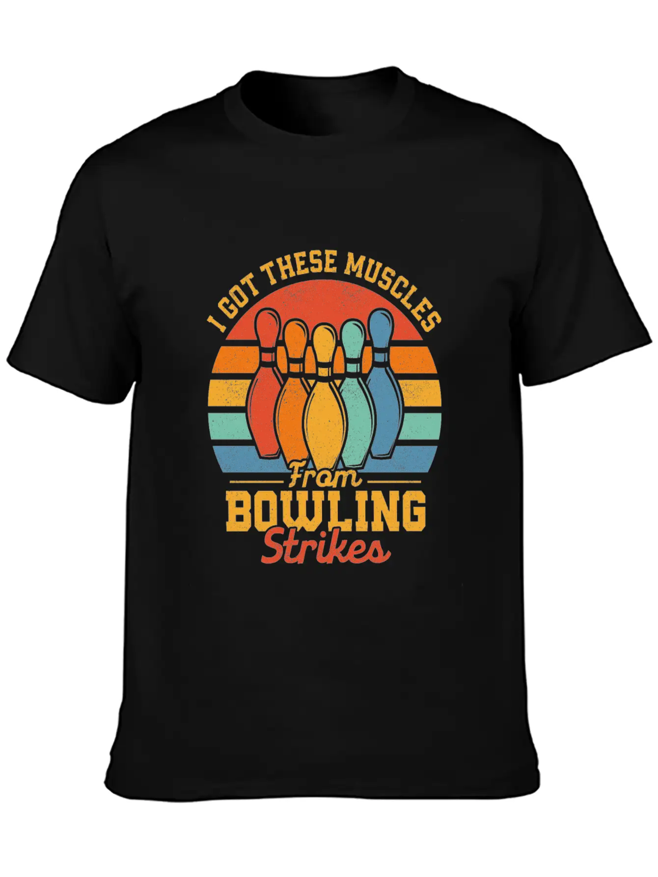 I Got These Muscles From Bowling Strikes Team Play Timeless Short Sleeve Tee – Comfy And Minimalist Design