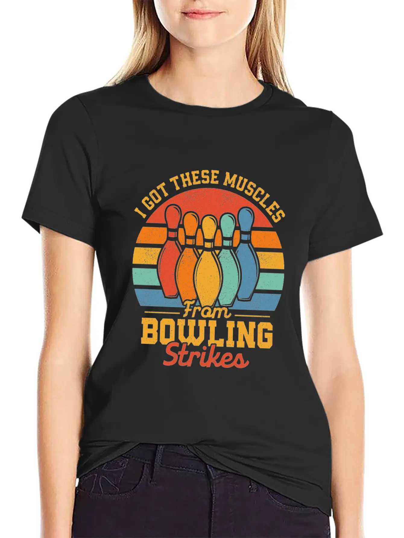 I Got These Muscles From Bowling Strikes Team Play Timeless Short Sleeve Tee – Comfy And Minimalist Design