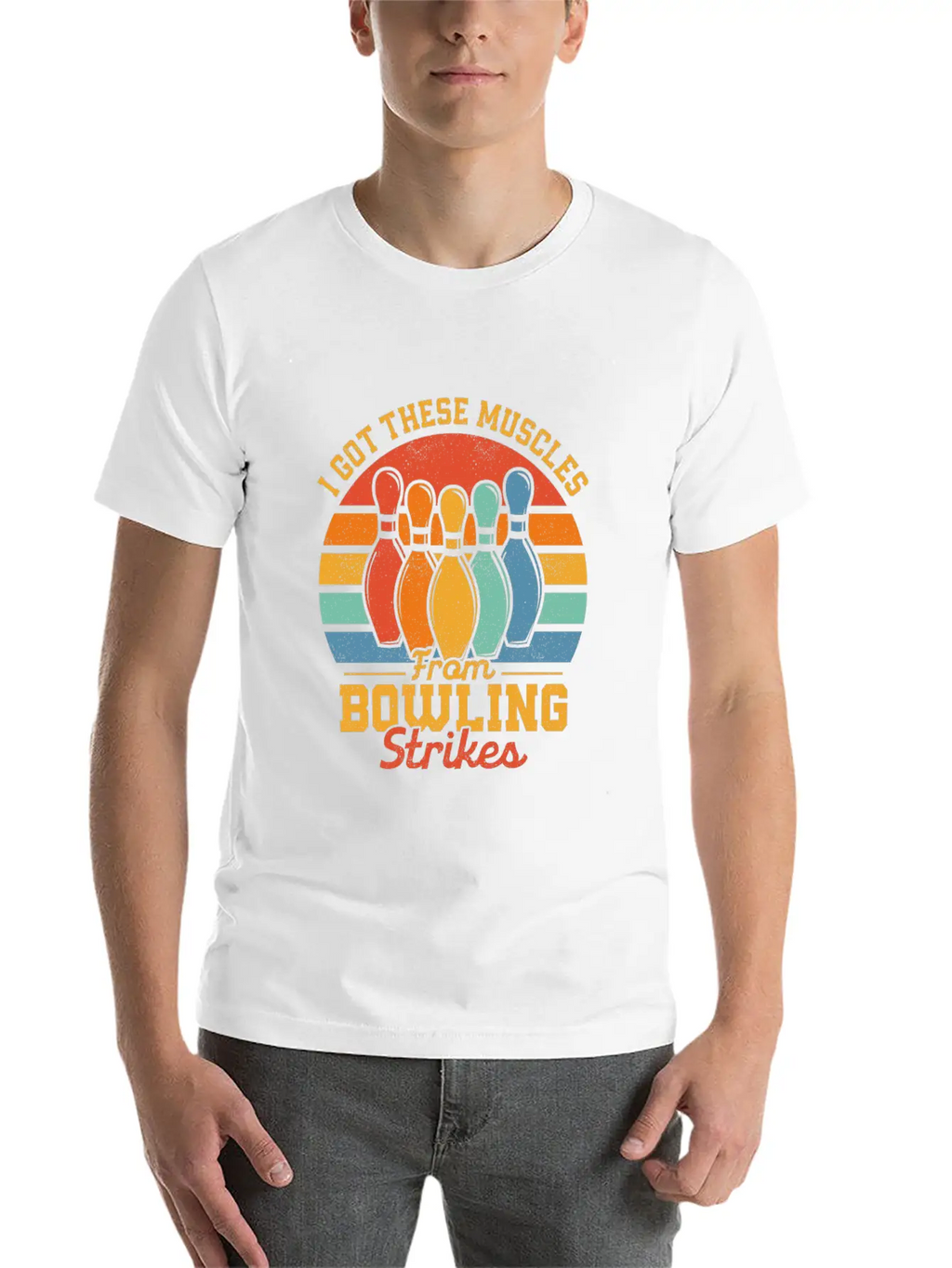 I Got These Muscles From Bowling Strikes Team Play Timeless Short Sleeve Tee – Comfy And Minimalist Design