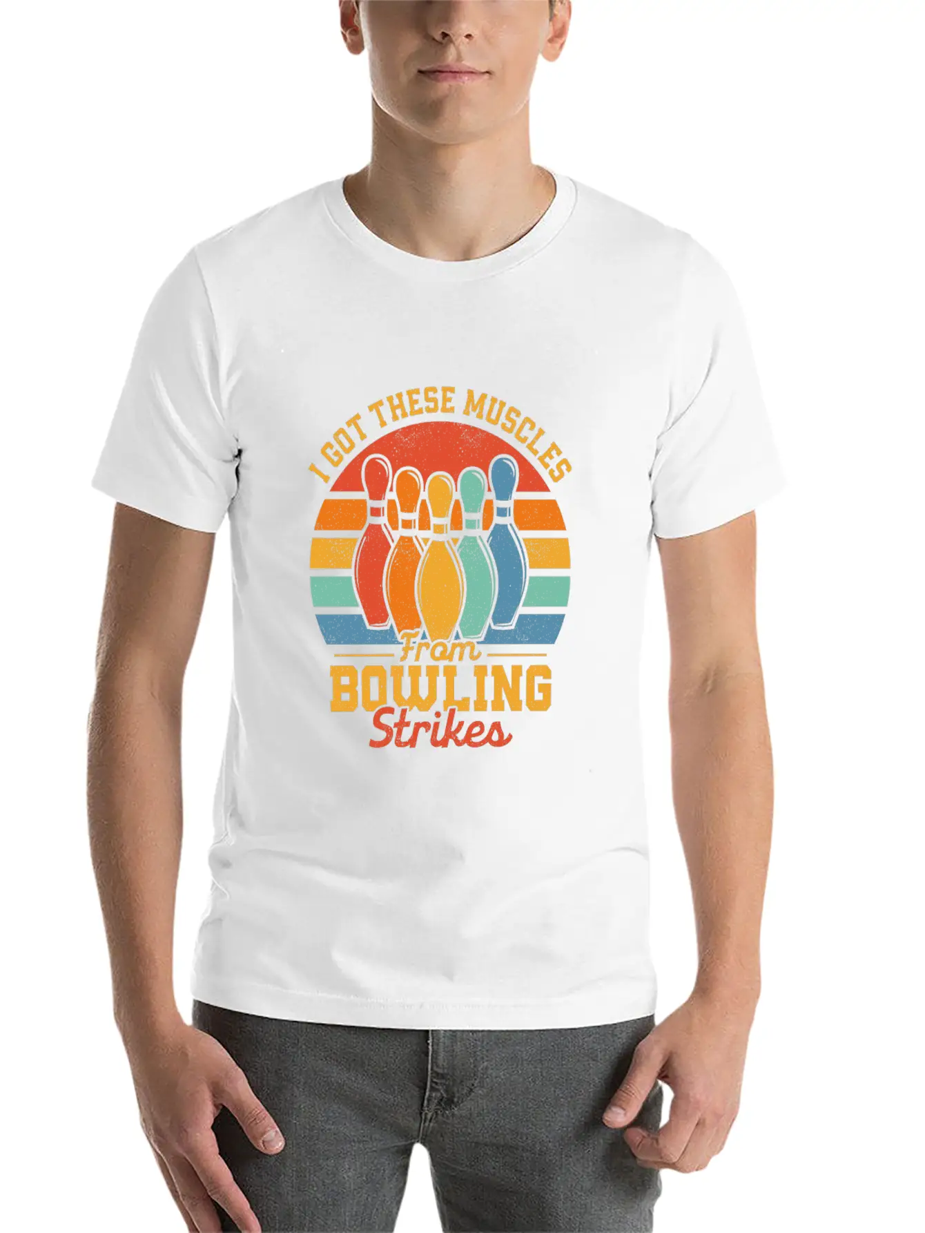 I Got These Muscles From Bowling Strikes Team Play Timeless Short Sleeve Tee – Comfy And Minimalist Design