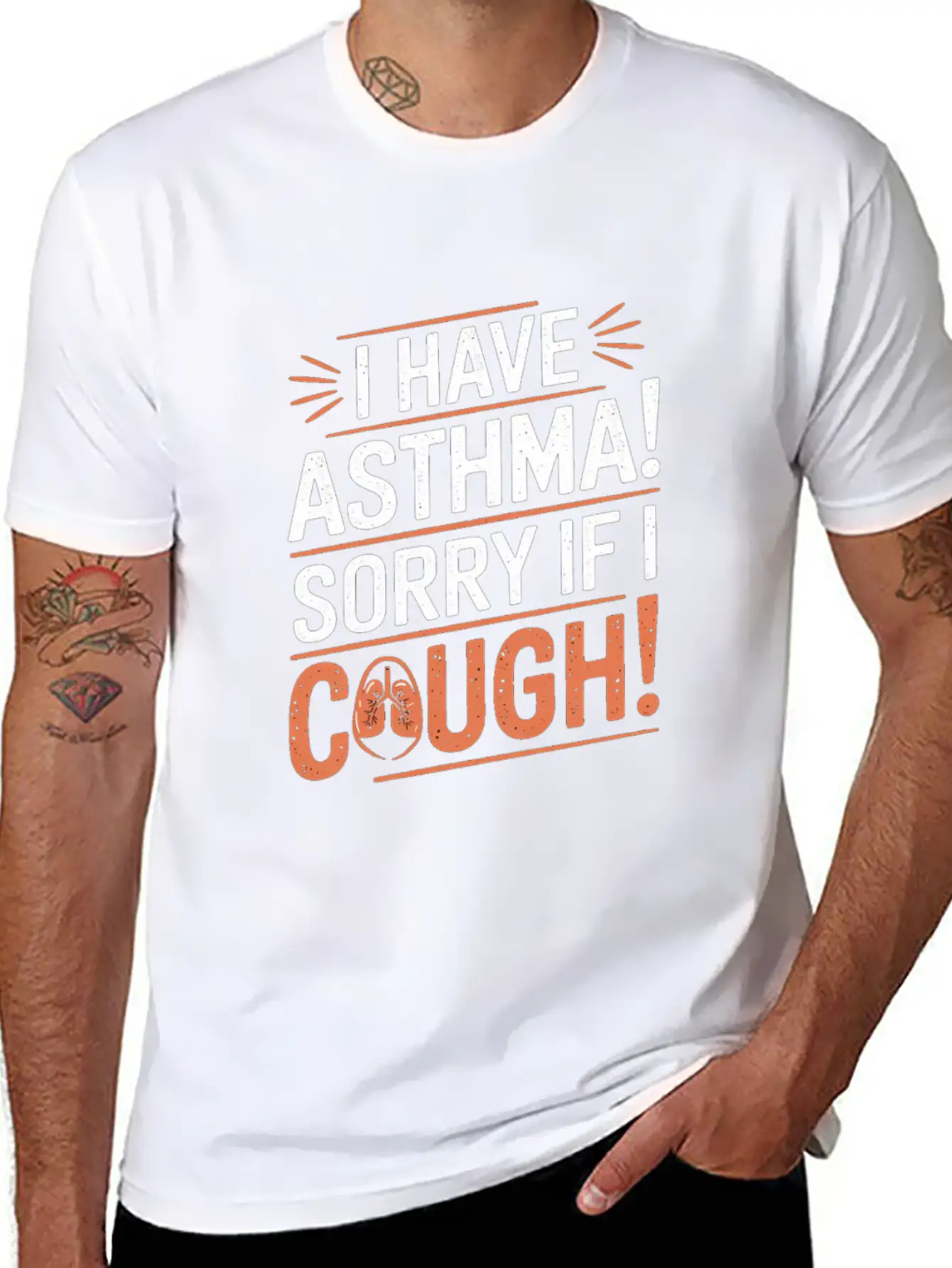 I Have Asthma Sorry If I Cough Awareness Statement Breathable Graphic T-Shirt – Perfect For Casual Days