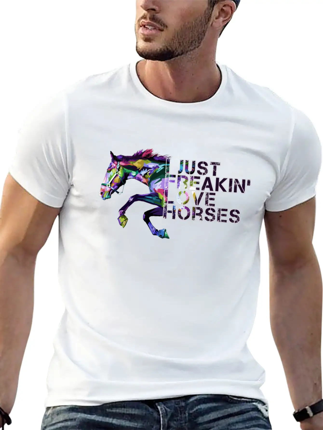 I Just Freaking Love Horses Gift For Horse Lover Classic Cotton Tee – Unisex Comfort For Any Season