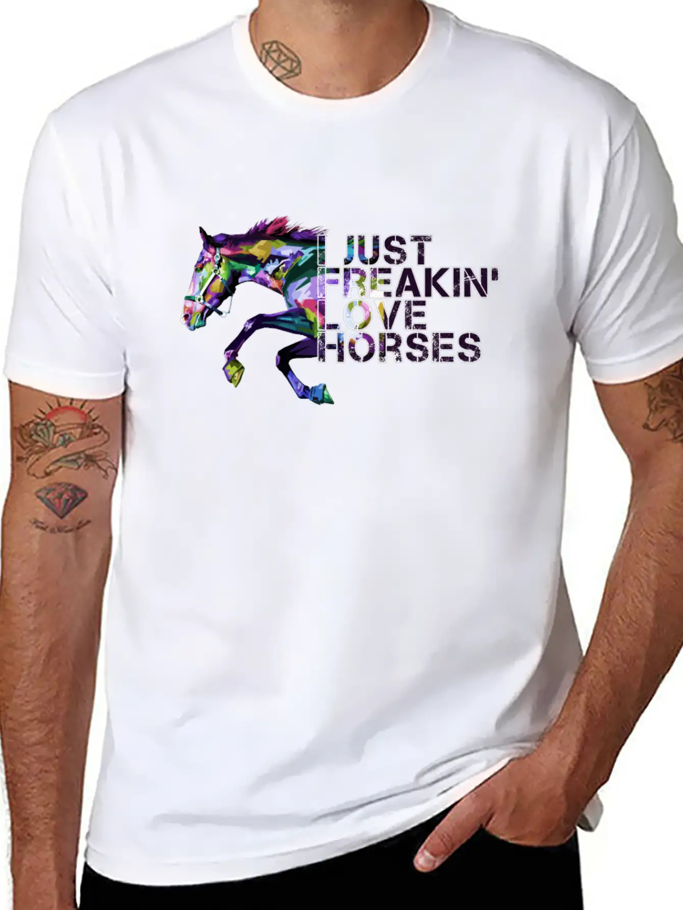 I Just Freaking Love Horses Gift For Horse Lover Classic Cotton Tee – Unisex Comfort For Any Season