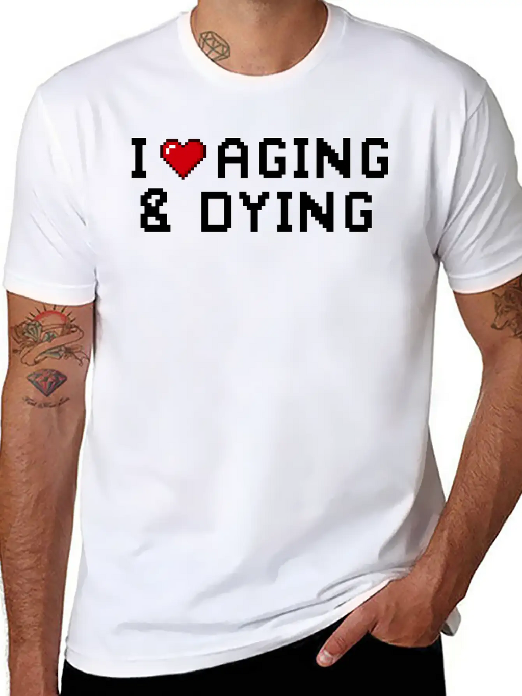 I Love Aging And Dying Pixel Version Basic Graphic T-Shirt – Daily Comfort In Soft Cotton
