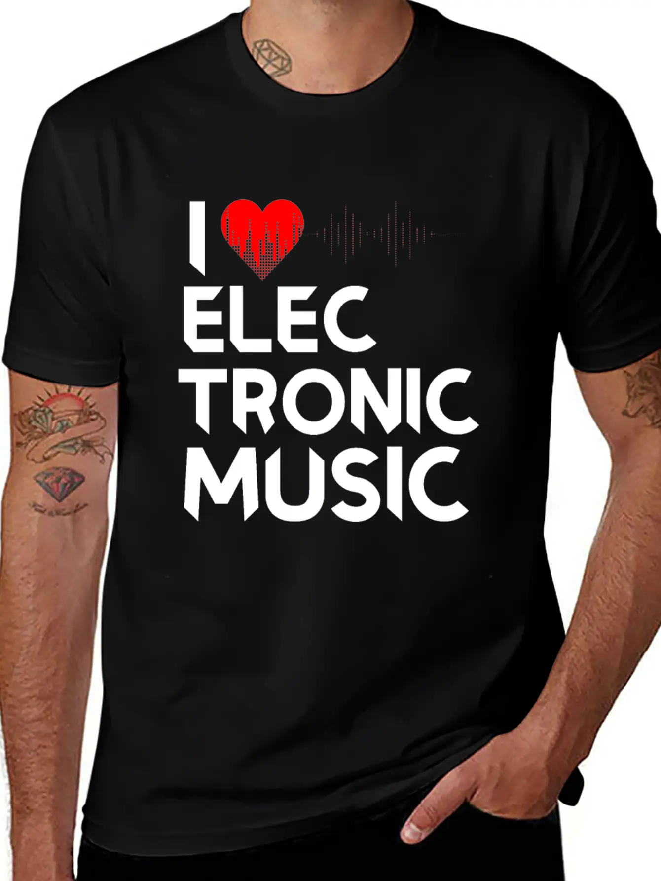 I Love Electronic Music. DJ, Techno, Electro Essential Cotton Tee For Daily Outfits – Unisex Style