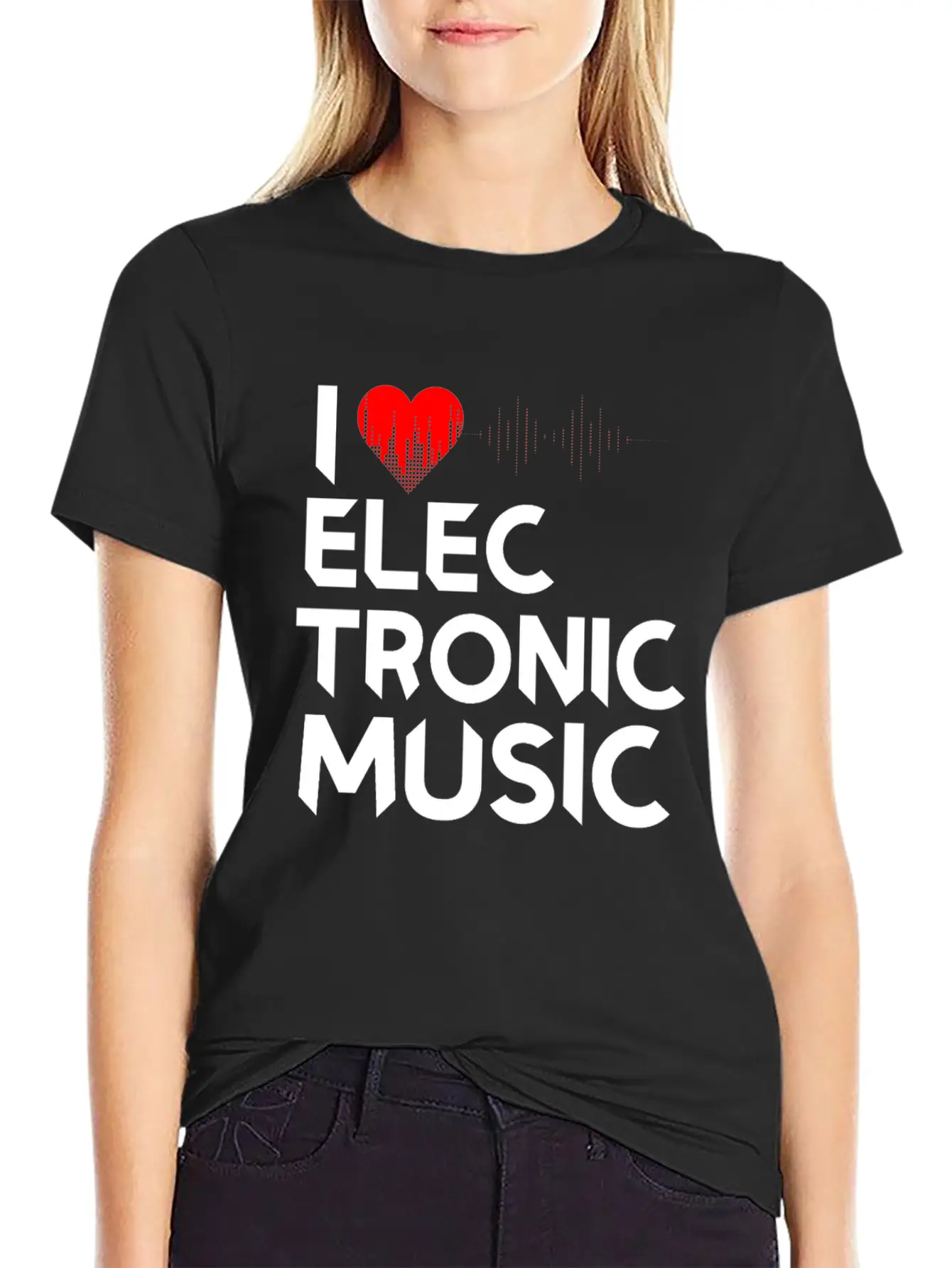 I Love Electronic Music. DJ, Techno, Electro Essential Cotton Tee For Daily Outfits – Unisex Style