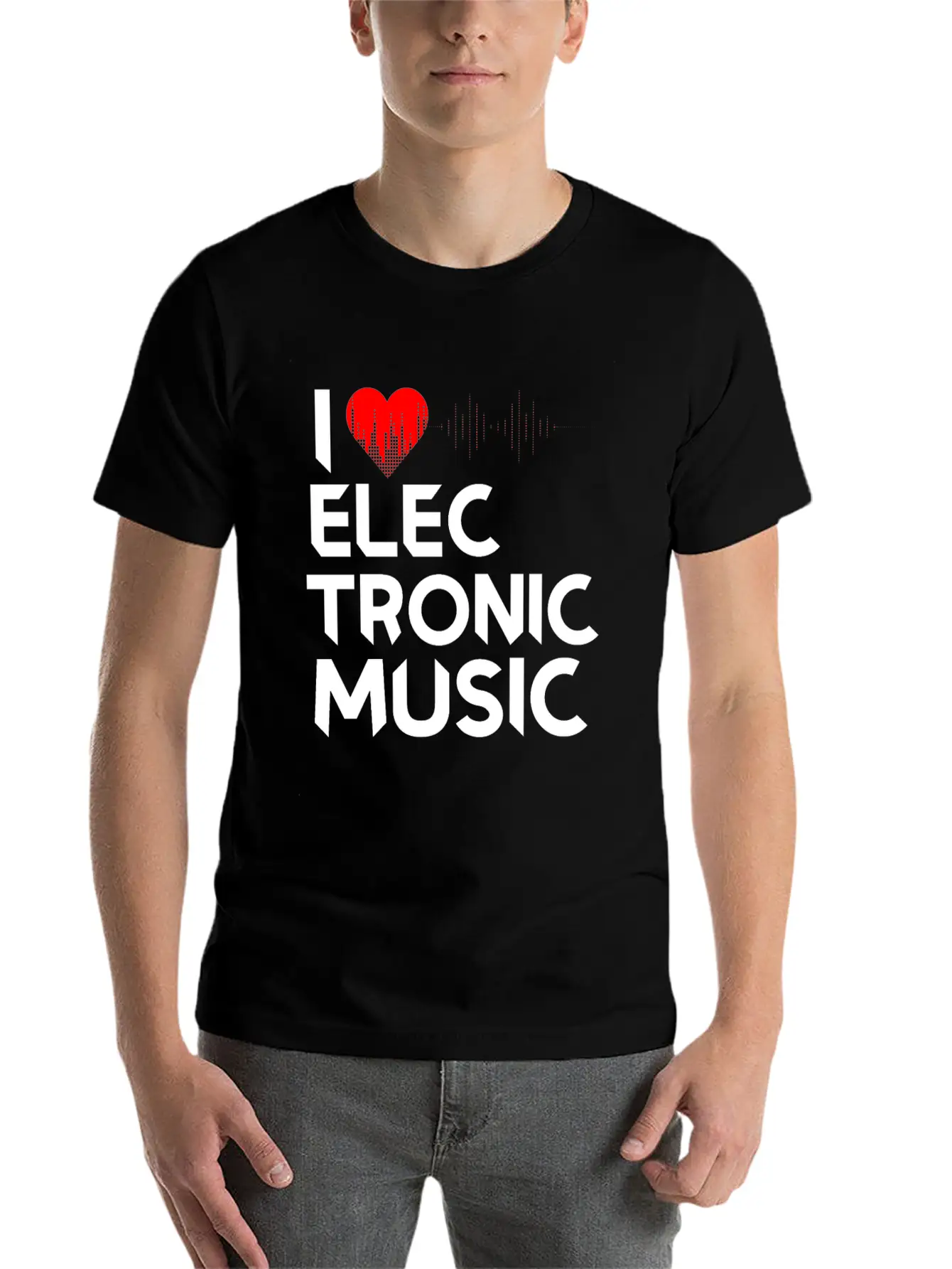I Love Electronic Music. DJ, Techno, Electro Essential Cotton Tee For Daily Outfits – Unisex Style