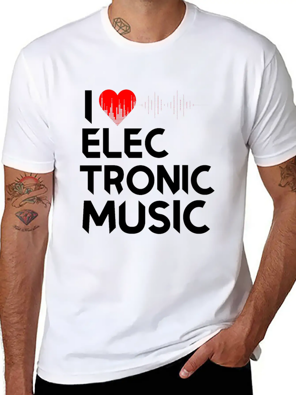I Love Electronic Music. DJ, Techno, Electro Essential Cotton Tee For Daily Outfits – Unisex Style