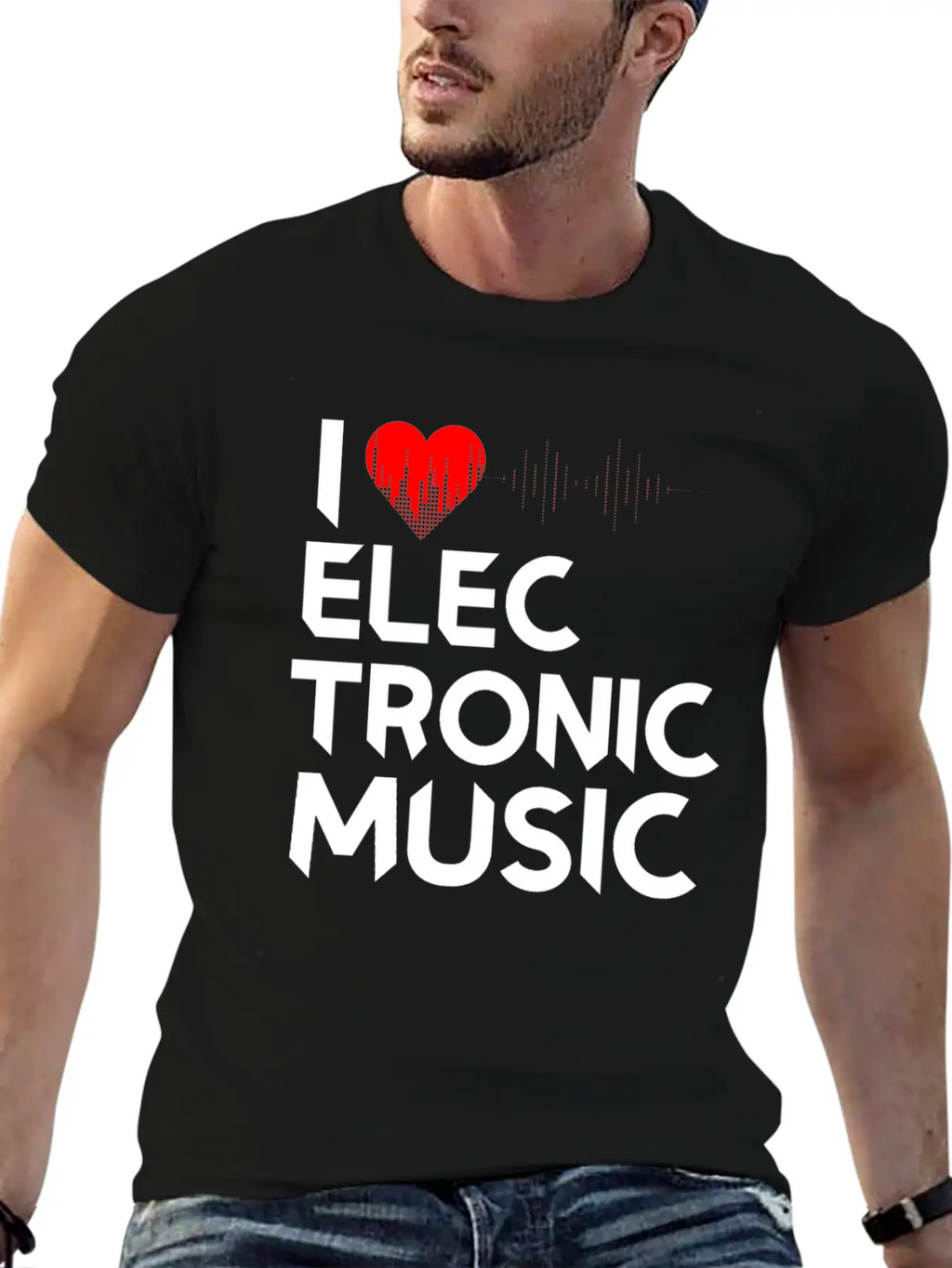 I Love Electronic Music. DJ, Techno, Electro Essential Cotton Tee For Daily Outfits – Unisex Style