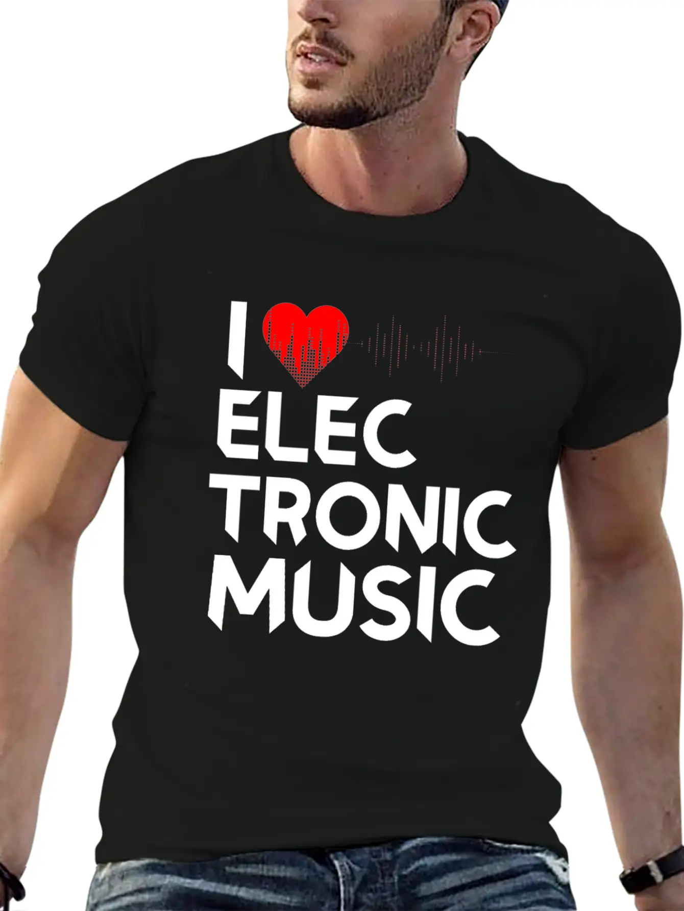 I Love Electronic Music. DJ, Techno, Electro Essential Cotton Tee For Daily Outfits – Unisex Style