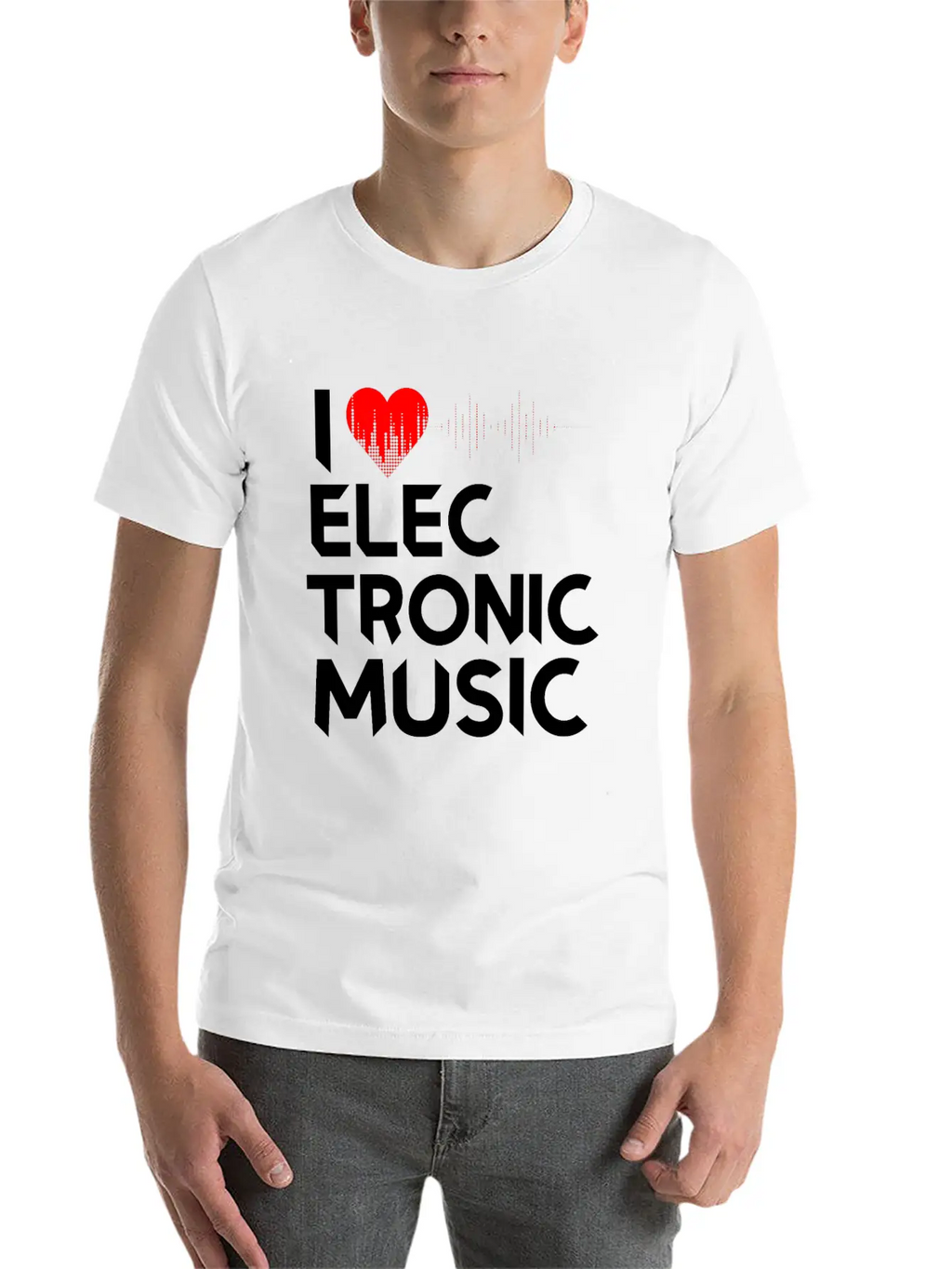 I Love Electronic Music. DJ, Techno, Electro Essential Cotton Tee For Daily Outfits – Unisex Style