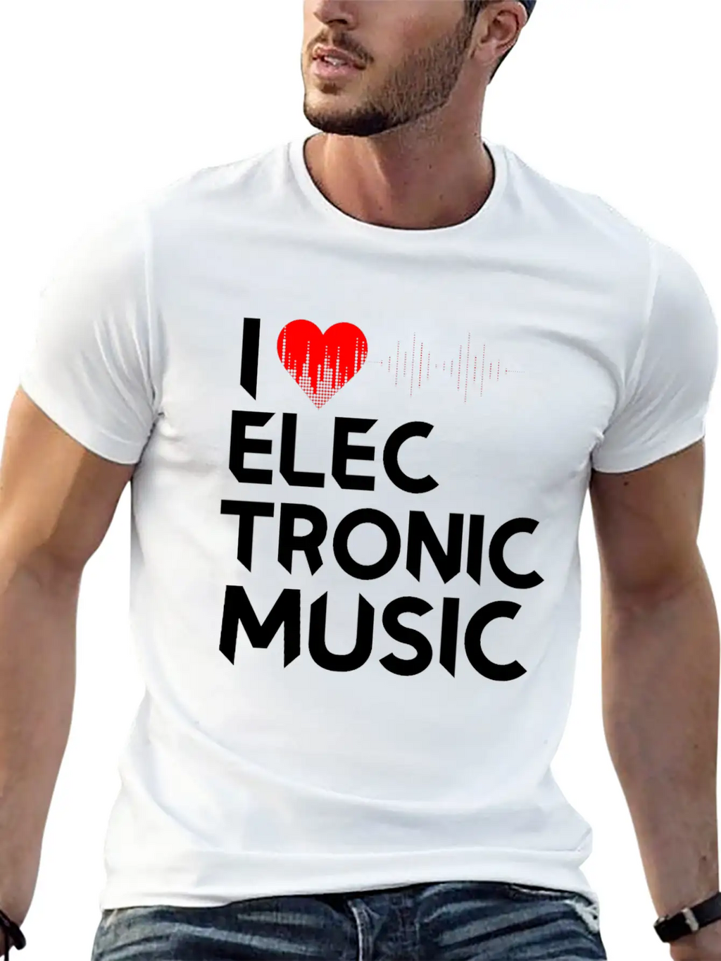 I Love Electronic Music. DJ, Techno, Electro Essential Cotton Tee For Daily Outfits – Unisex Style