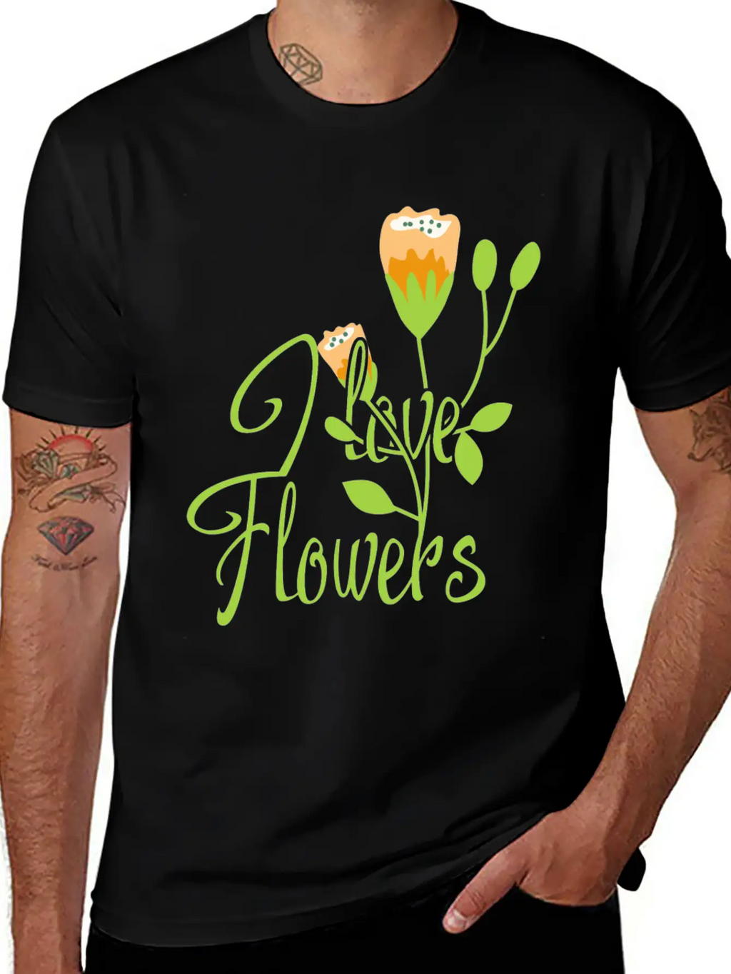 I Love Flowers Gift Girl Summer Spring Classic Cotton Tee – Unisex Comfort For Any Season
