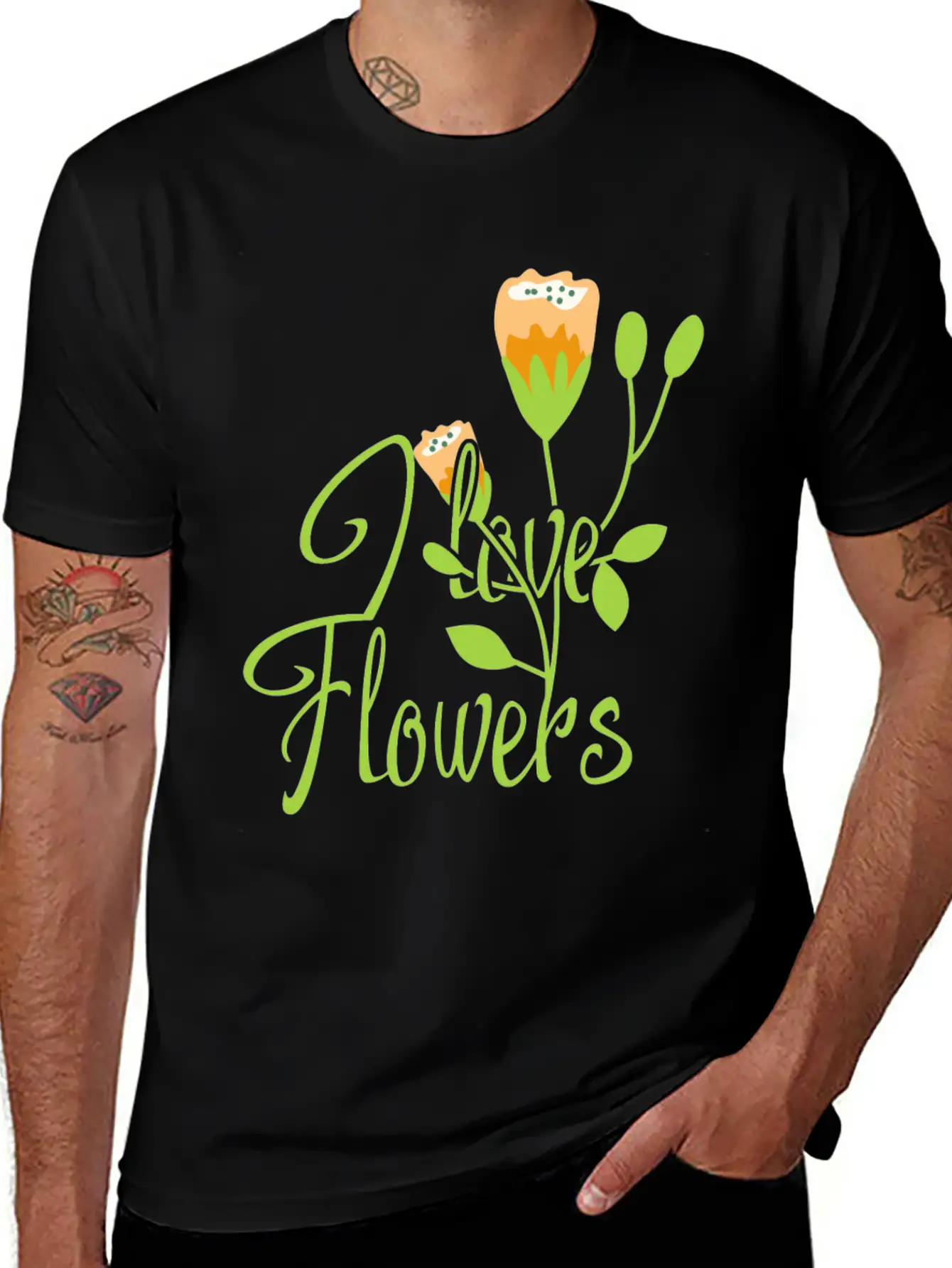 I Love Flowers Gift Girl Summer Spring Classic Cotton Tee – Unisex Comfort For Any Season