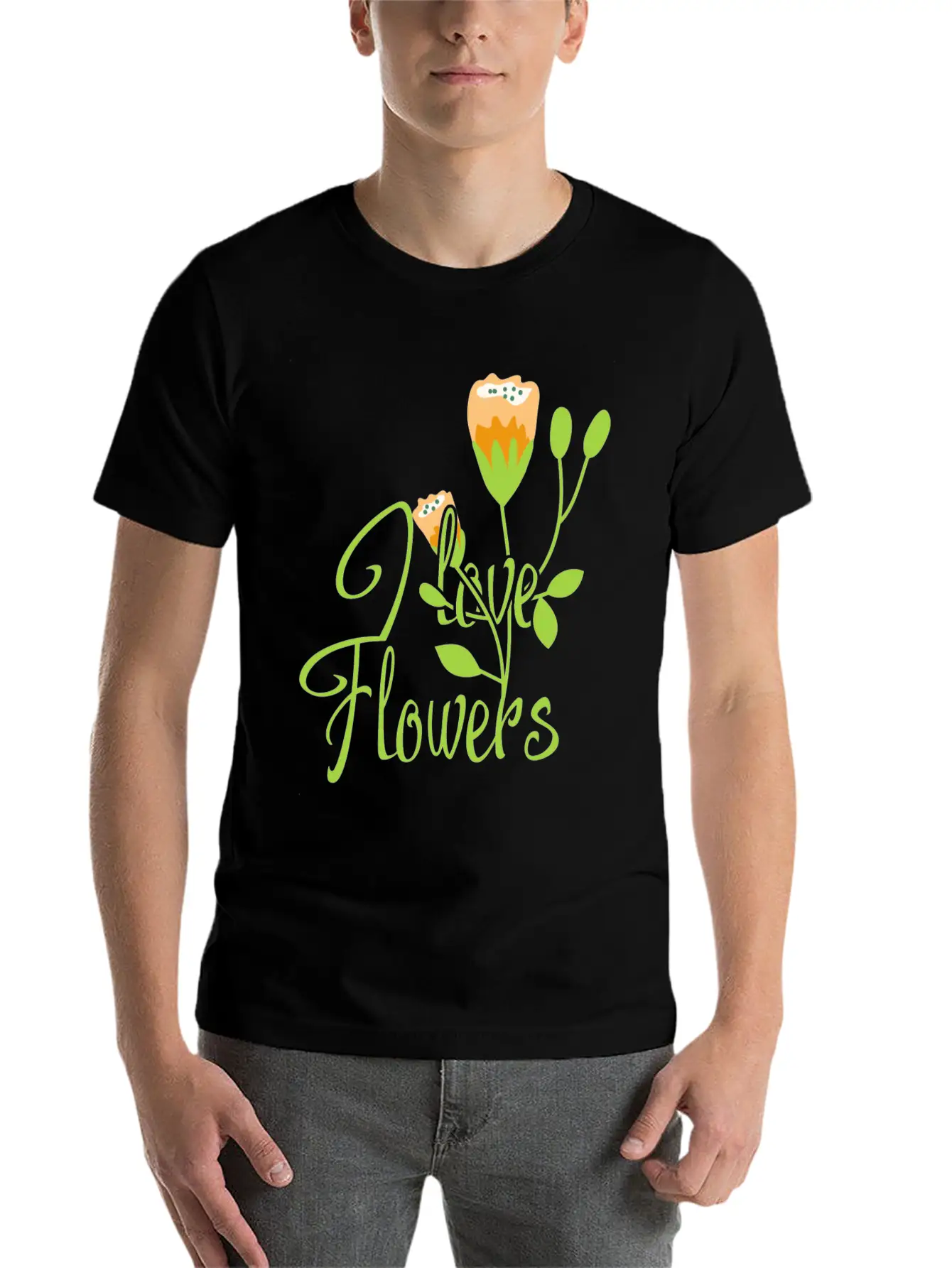 I Love Flowers Gift Girl Summer Spring Classic Cotton Tee – Unisex Comfort For Any Season
