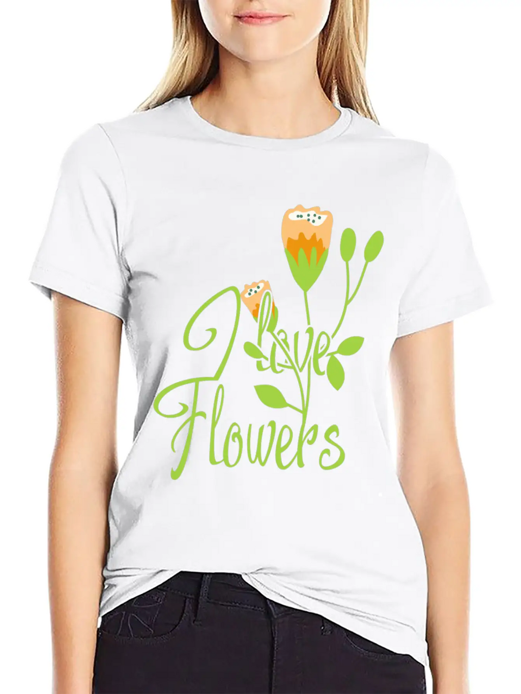 I Love Flowers Gift Girl Summer Spring Classic Cotton Tee – Unisex Comfort For Any Season