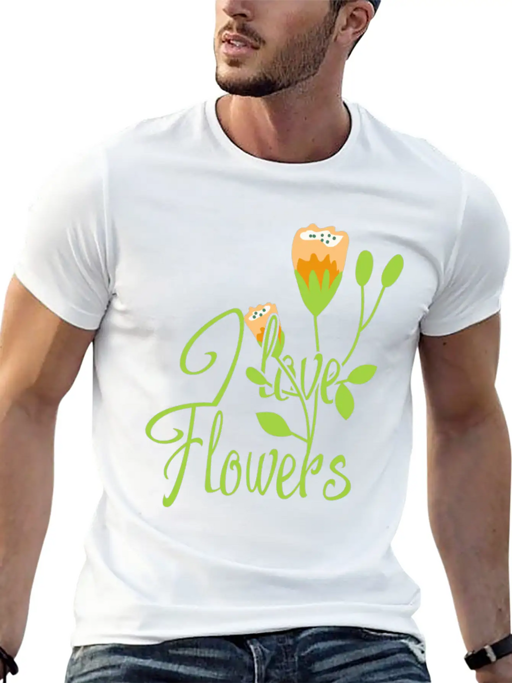 I Love Flowers Gift Girl Summer Spring Classic Cotton Tee – Unisex Comfort For Any Season
