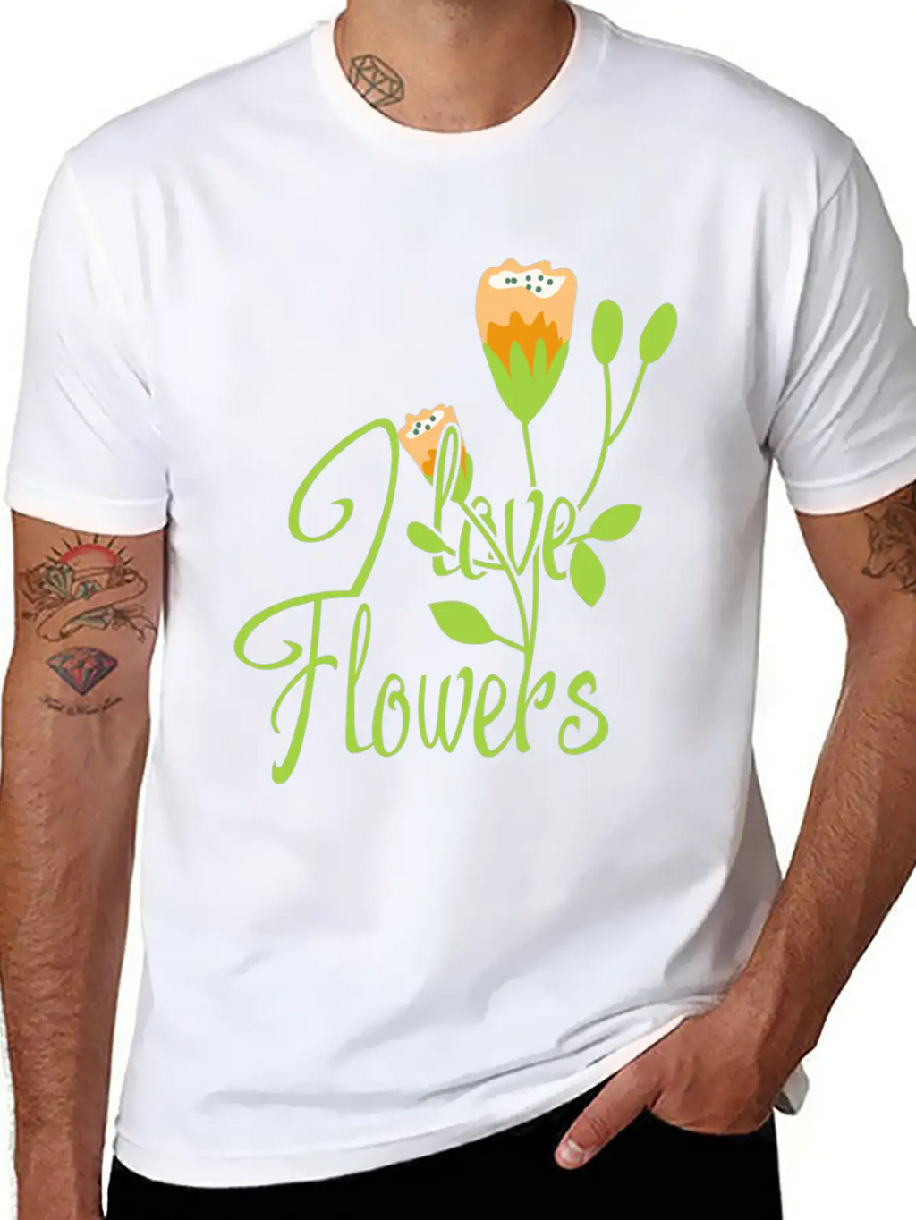I Love Flowers Gift Girl Summer Spring Classic Cotton Tee – Unisex Comfort For Any Season