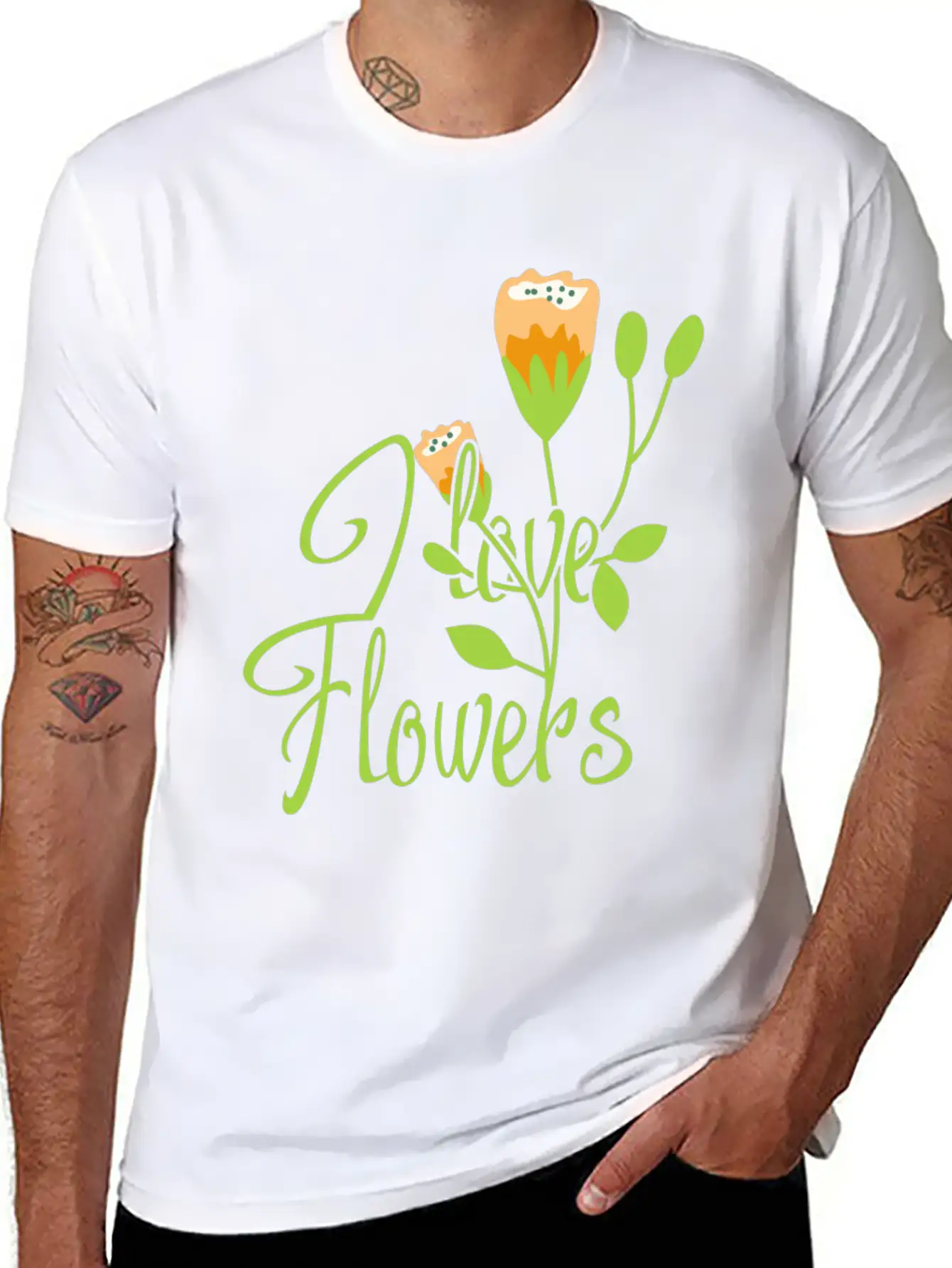 I Love Flowers Gift Girl Summer Spring Classic Cotton Tee – Unisex Comfort For Any Season