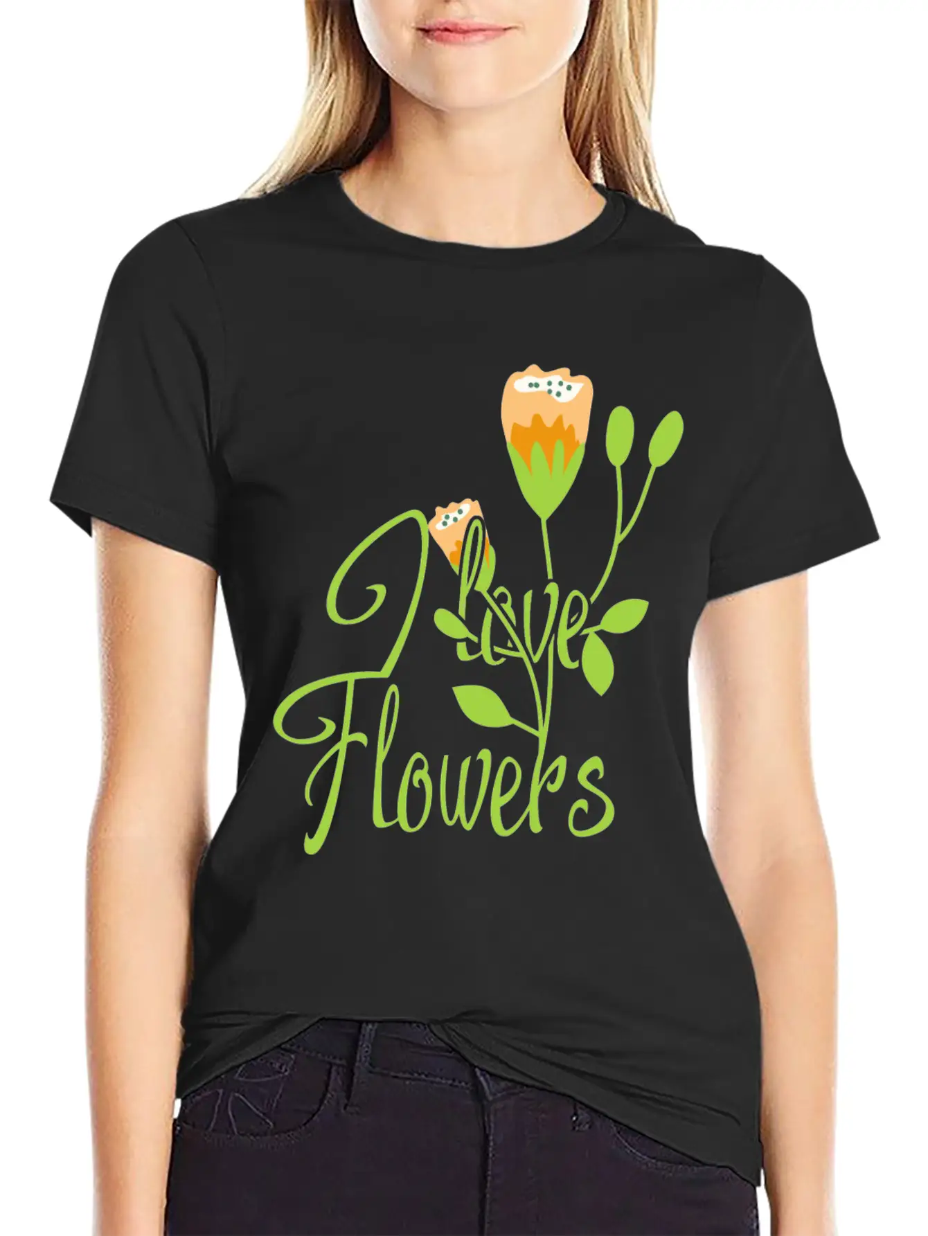 I Love Flowers Gift Girl Summer Spring Classic Cotton Tee – Unisex Comfort For Any Season