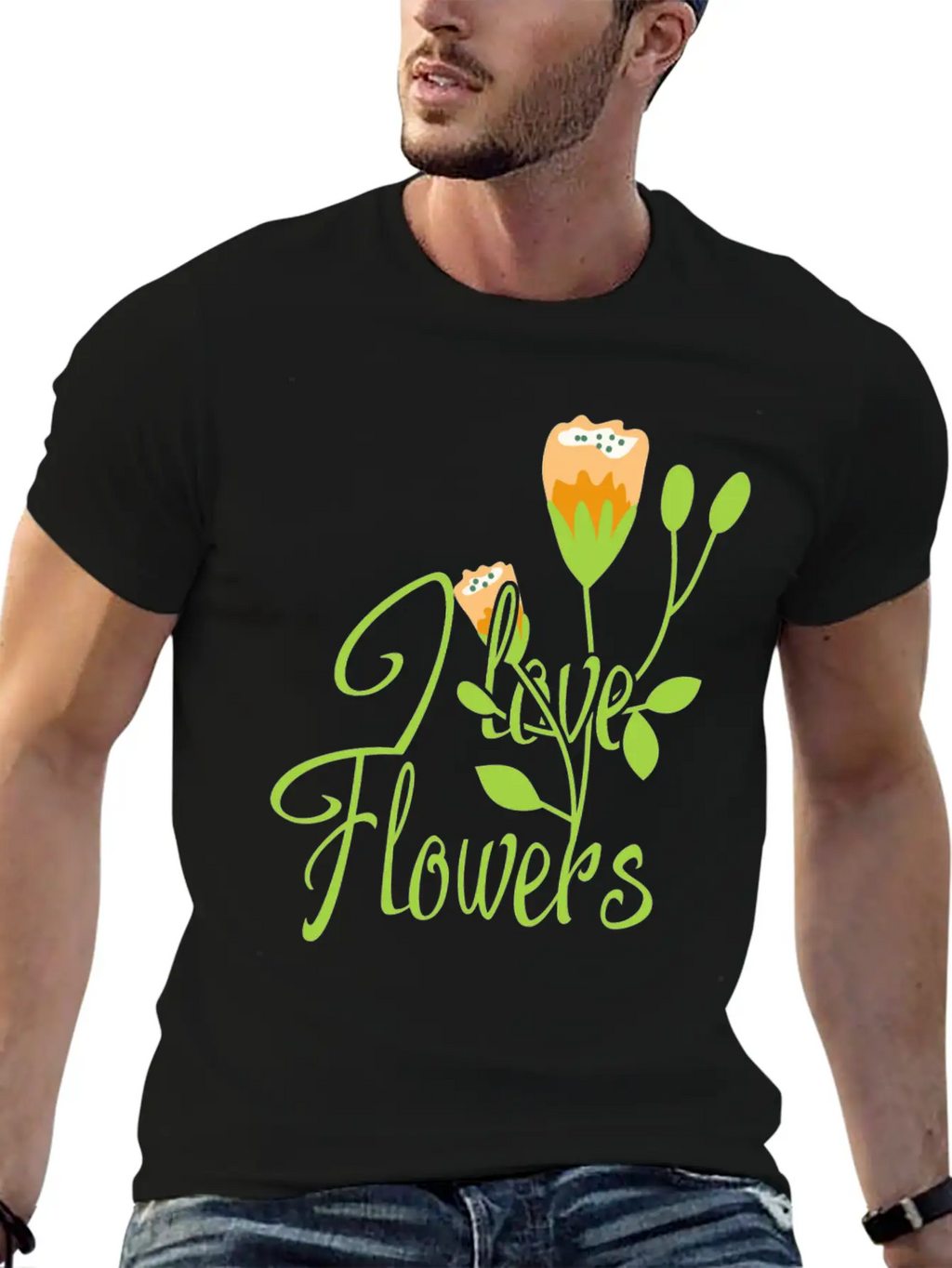 I Love Flowers Gift Girl Summer Spring Classic Cotton Tee – Unisex Comfort For Any Season
