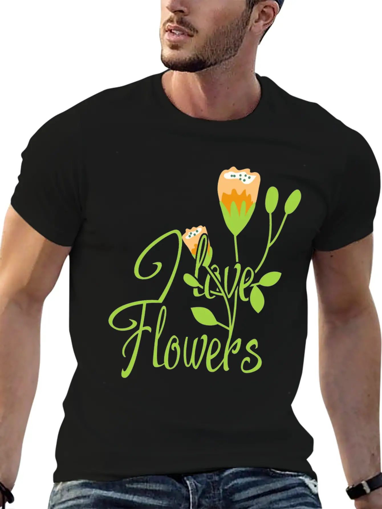 I Love Flowers Gift Girl Summer Spring Classic Cotton Tee – Unisex Comfort For Any Season