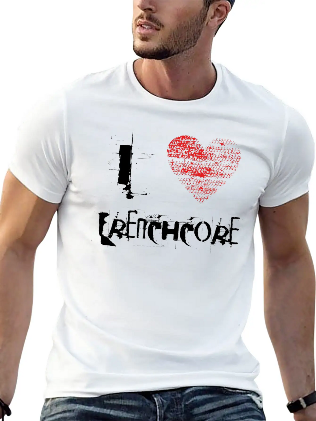 I Love Frenchcore Hardtech Dubstep Raver Festival Breathable Graphic T-Shirt – Perfect For Casual Days