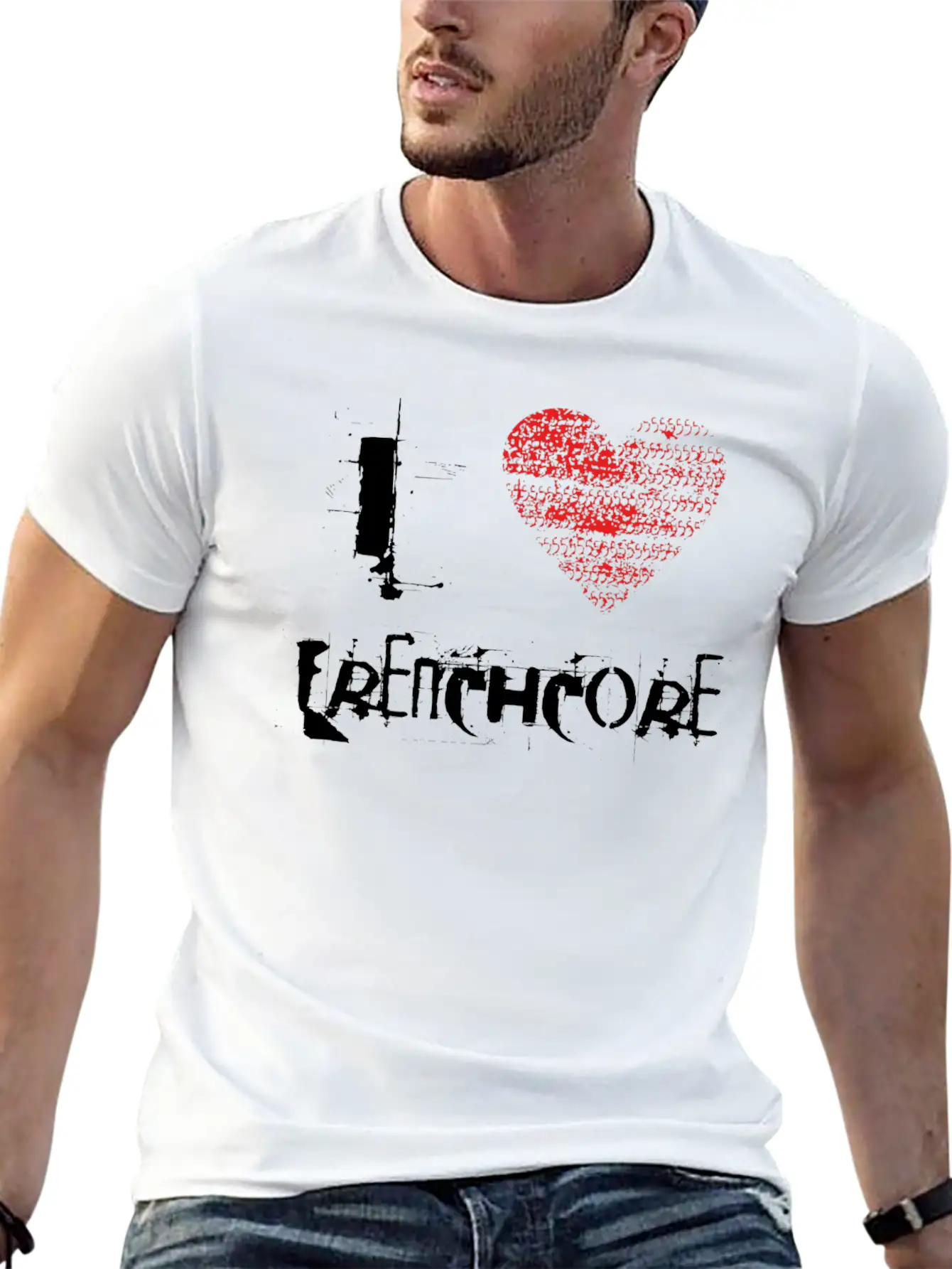 I Love Frenchcore Hardtech Dubstep Raver Festival Breathable Graphic T-Shirt – Perfect For Casual Days