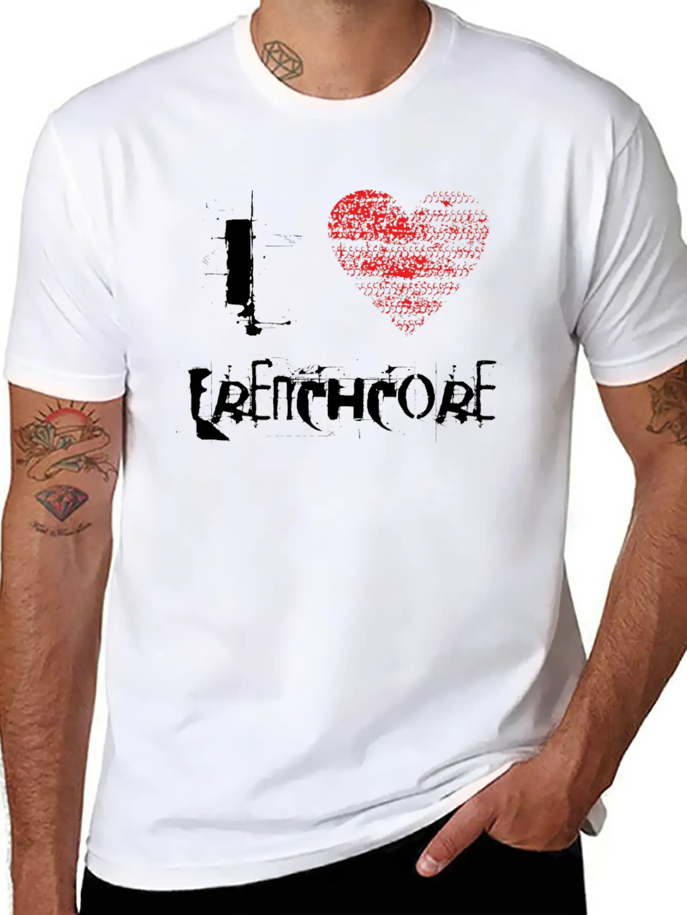 I Love Frenchcore Hardtech Dubstep Raver Festival Breathable Graphic T-Shirt – Perfect For Casual Days