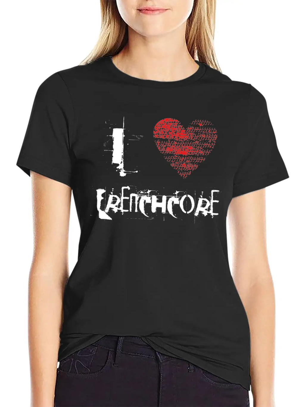 I Love Frenchcore Hardtech Dubstep Raver Festival Breathable Graphic T-Shirt – Perfect For Casual Days