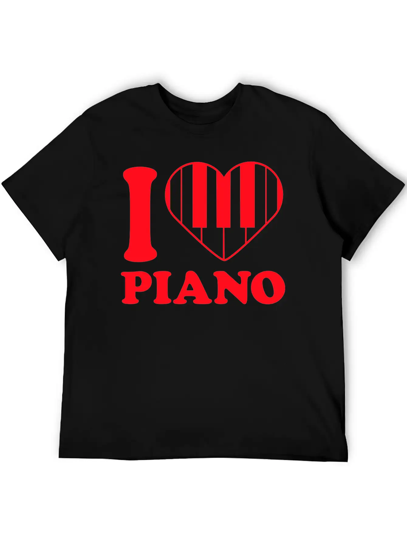 I Love Grand Piano Heart Organ Keyboard Music Logo Stylish Everyday T-Shirt – Unisex Basic Cotton Tee