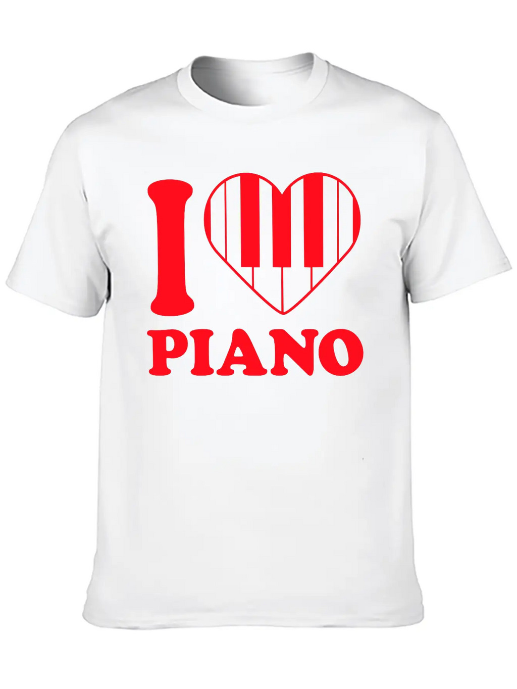 I Love Grand Piano Heart Organ Keyboard Music Logo Stylish Everyday T-Shirt – Unisex Basic Cotton Tee