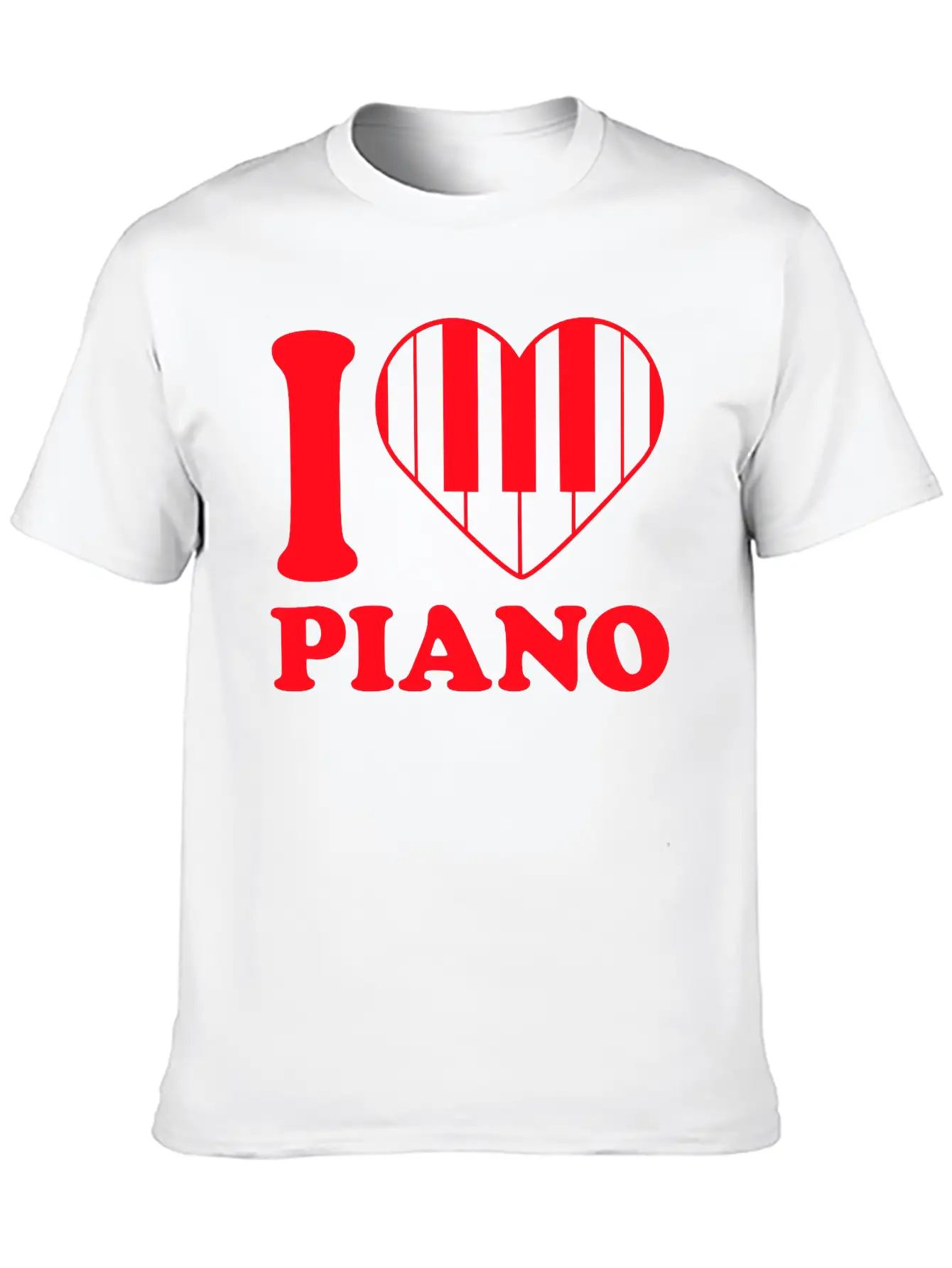 I Love Grand Piano Heart Organ Keyboard Music Logo Stylish Everyday T-Shirt – Unisex Basic Cotton Tee