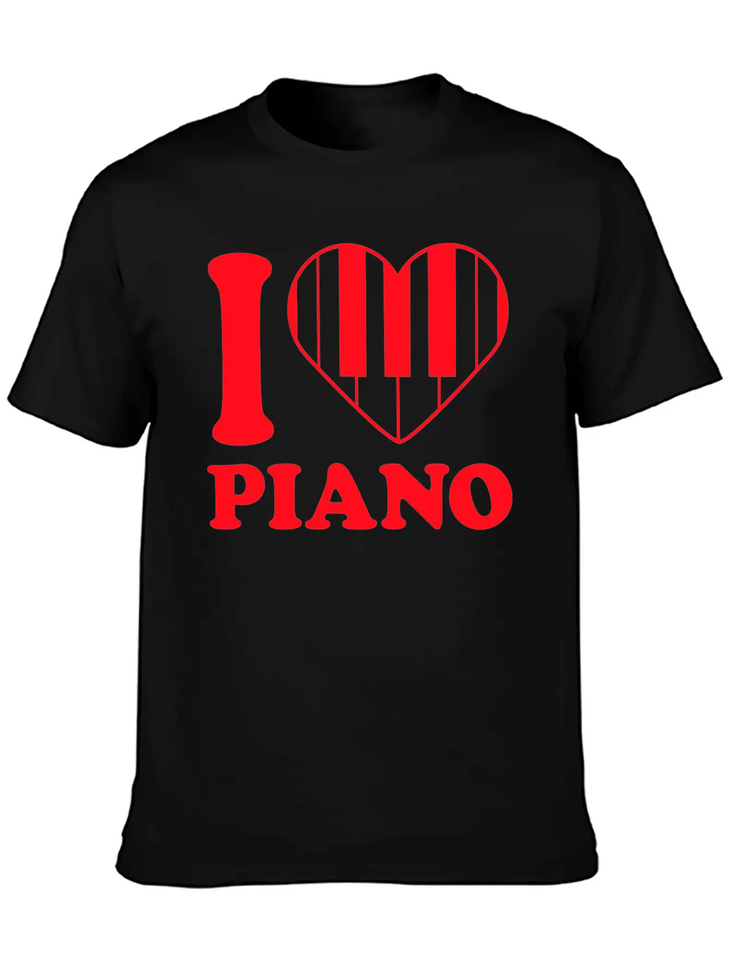 I Love Grand Piano Heart Organ Keyboard Music Logo Stylish Everyday T-Shirt – Unisex Basic Cotton Tee