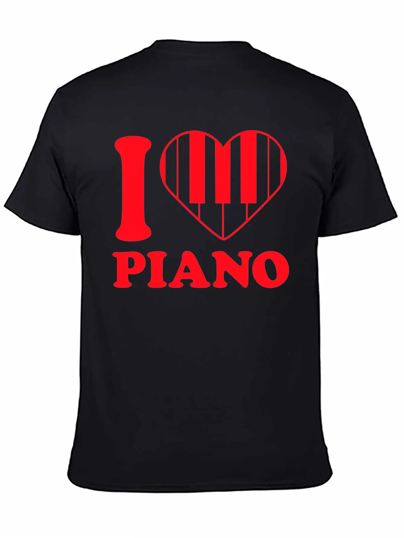 I Love Grand Piano Heart Organ Keyboard Music Logo Stylish Everyday T-Shirt – Unisex Basic Cotton Tee