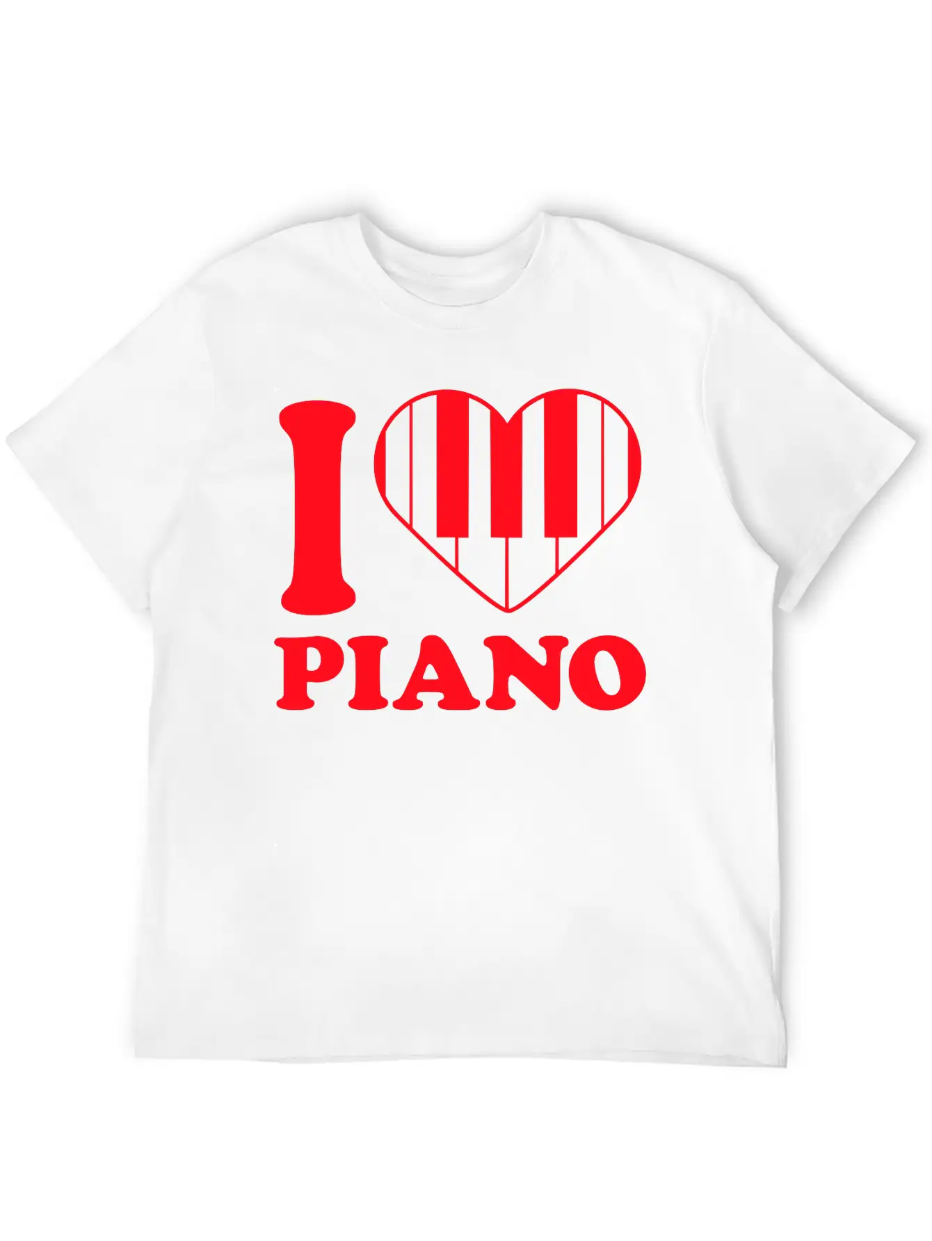 I Love Grand Piano Heart Organ Keyboard Music Logo Stylish Everyday T-Shirt – Unisex Basic Cotton Tee