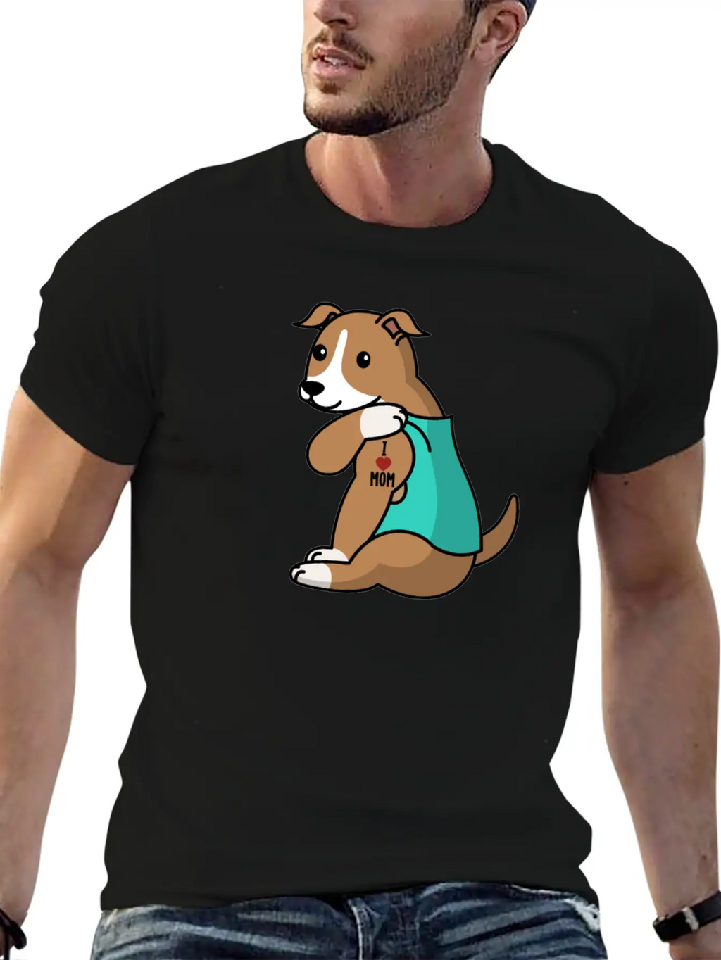I Love Mom Tattoo Greyhound Stylish Everyday T-Shirt – Unisex Basic Cotton Tee