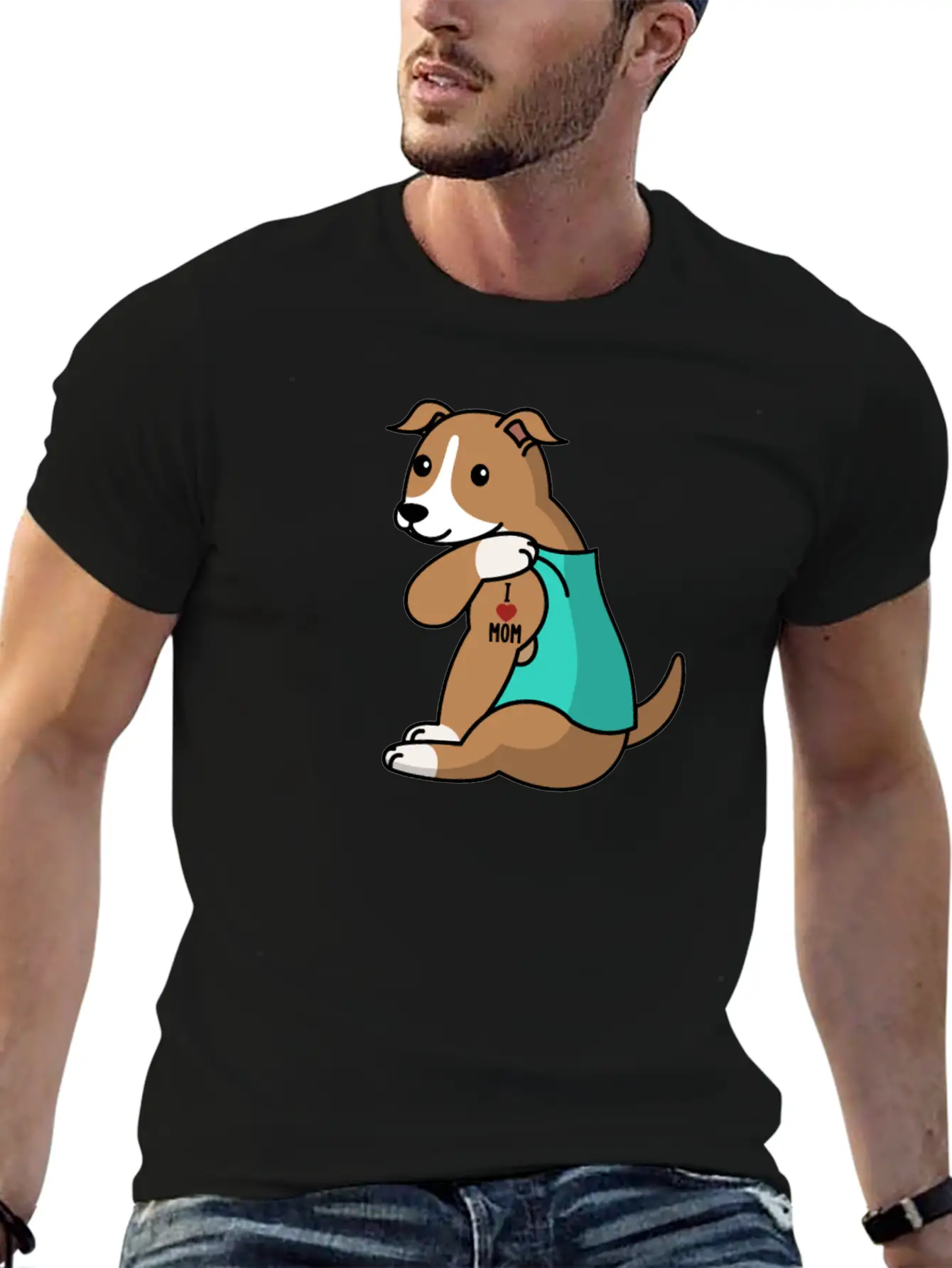 I Love Mom Tattoo Greyhound Stylish Everyday T-Shirt – Unisex Basic Cotton Tee