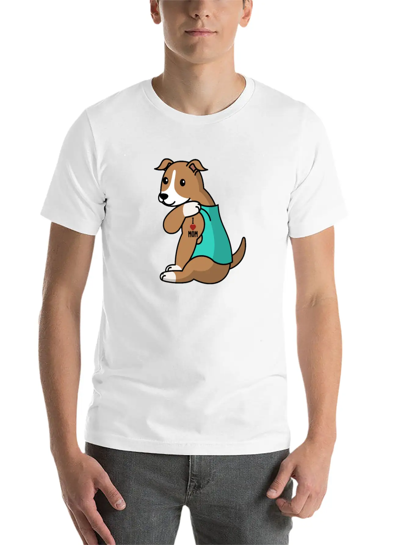 I Love Mom Tattoo Greyhound Stylish Everyday T-Shirt – Unisex Basic Cotton Tee