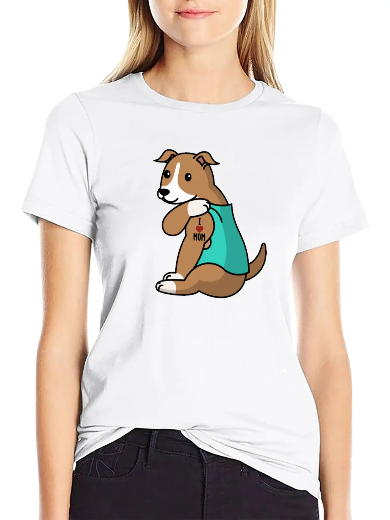 I Love Mom Tattoo Greyhound Stylish Everyday T-Shirt – Unisex Basic Cotton Tee