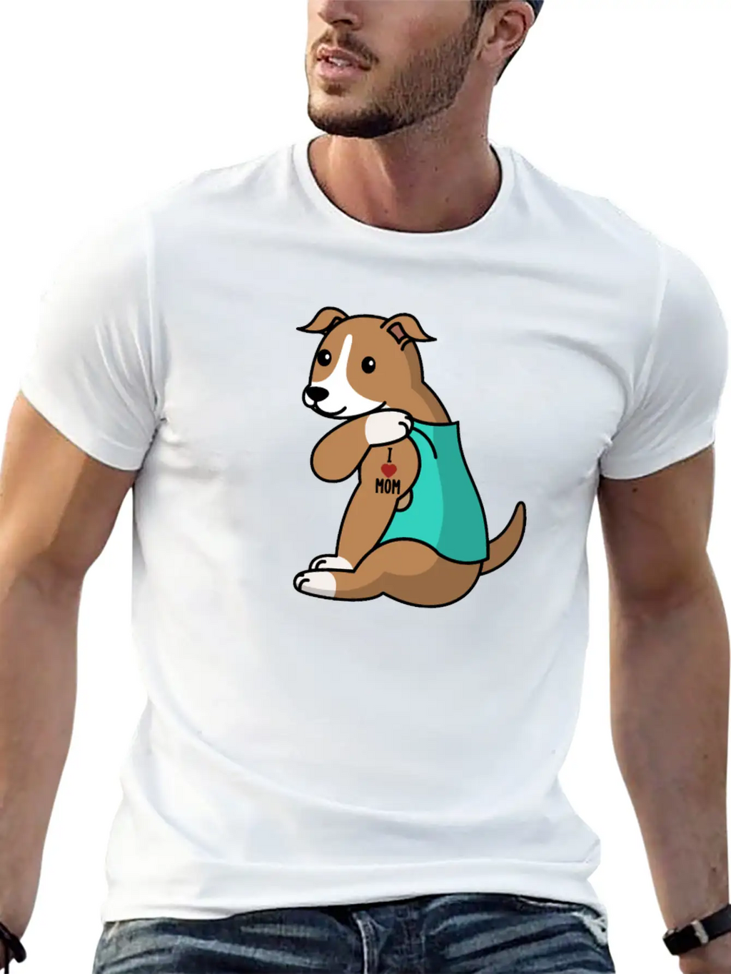 I Love Mom Tattoo Greyhound Stylish Everyday T-Shirt – Unisex Basic Cotton Tee
