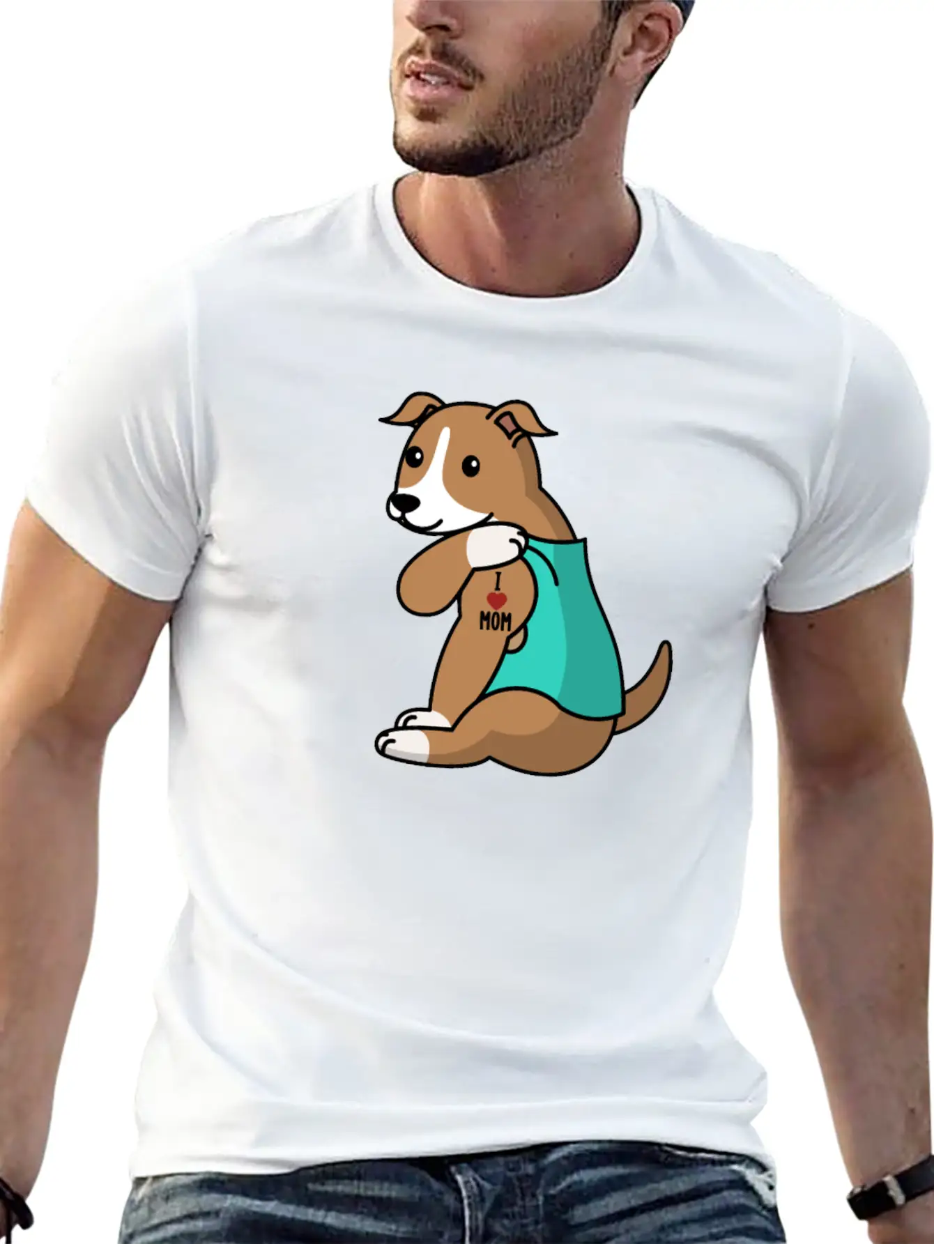 I Love Mom Tattoo Greyhound Stylish Everyday T-Shirt – Unisex Basic Cotton Tee
