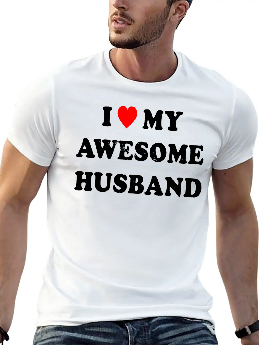 I Love My Awesome Husband , Wife , Just Married Essential Cotton Tee For Daily Outfits – Unisex Style