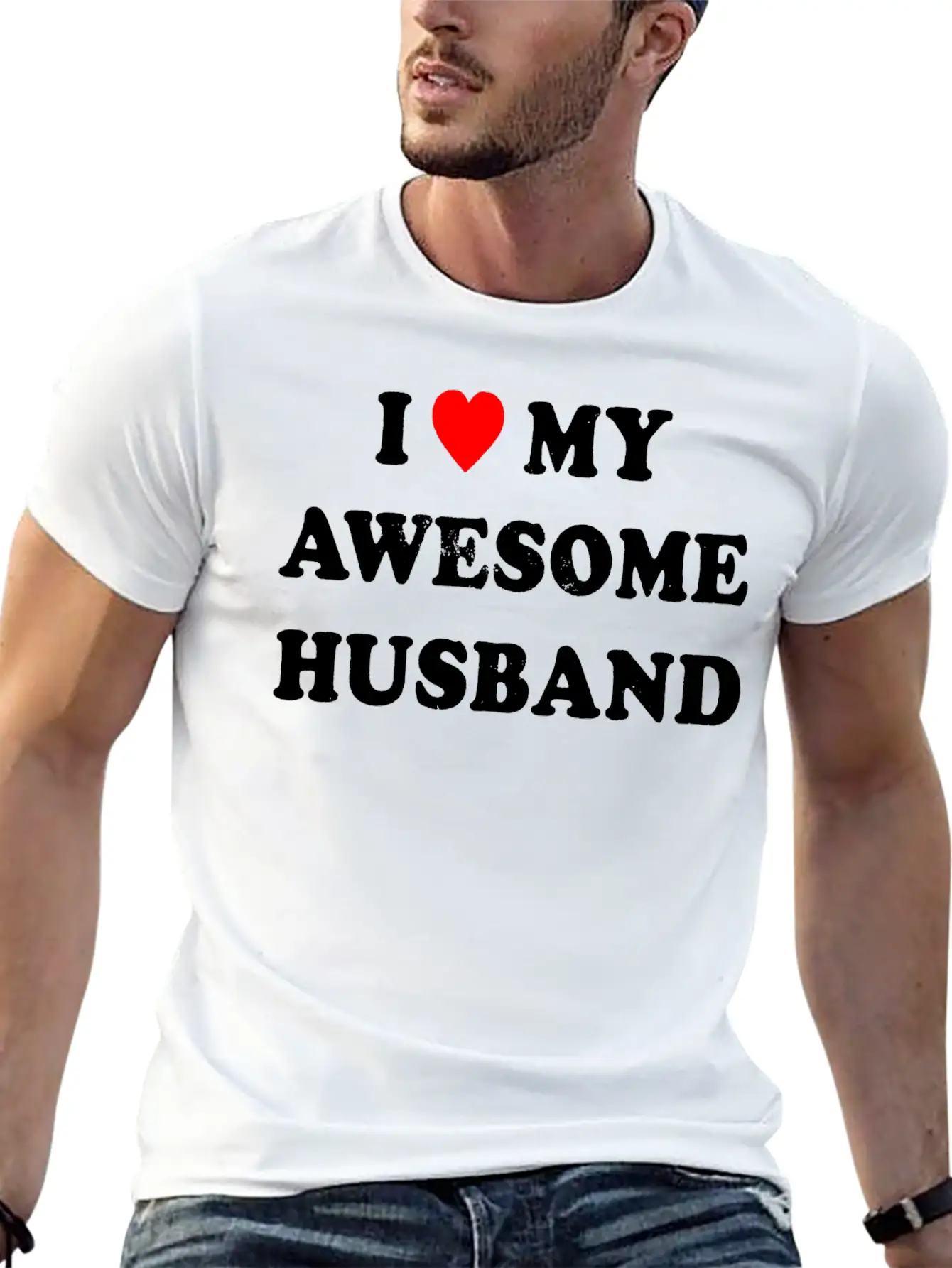I Love My Awesome Husband , Wife , Just Married Essential Cotton Tee For Daily Outfits – Unisex Style