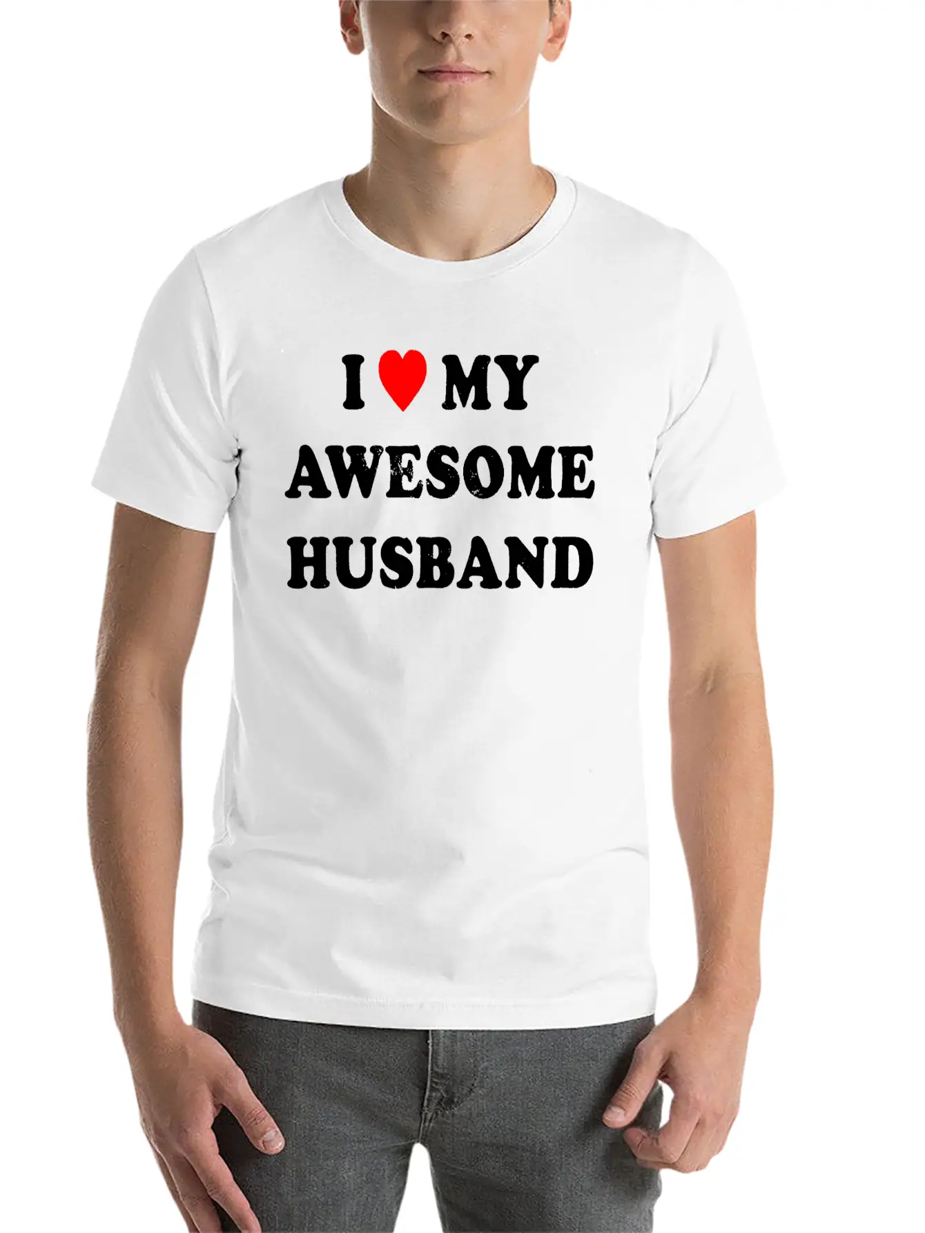 I Love My Awesome Husband , Wife , Just Married Essential Cotton Tee For Daily Outfits – Unisex Style