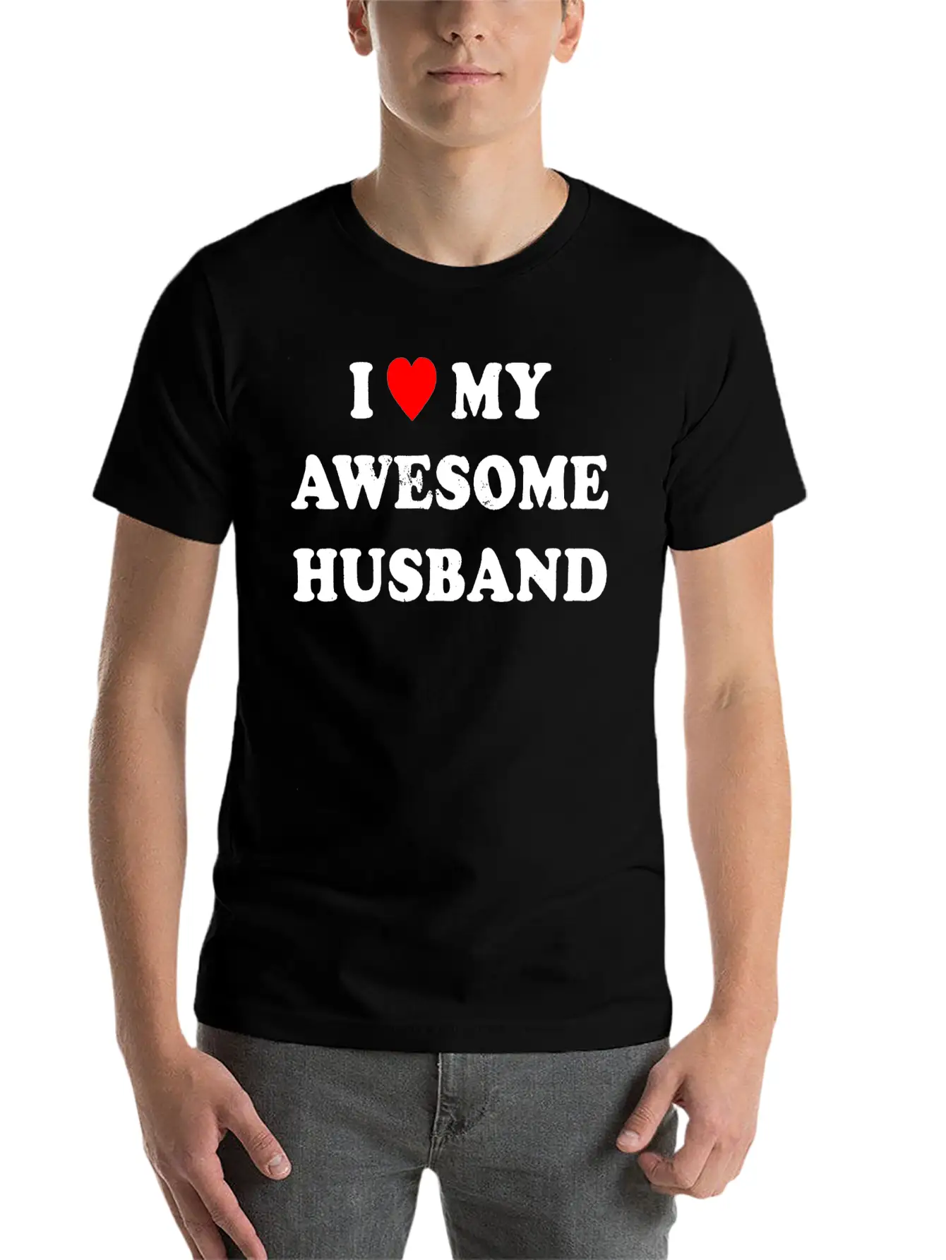 I Love My Awesome Husband , Wife , Just Married Essential Cotton Tee For Daily Outfits – Unisex Style