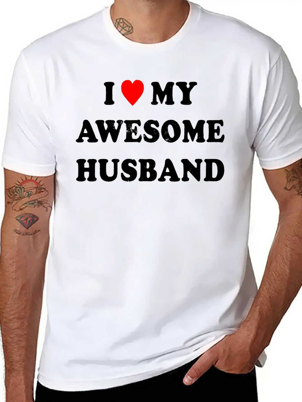 I Love My Awesome Husband , Wife , Just Married Essential Cotton Tee For Daily Outfits – Unisex Style